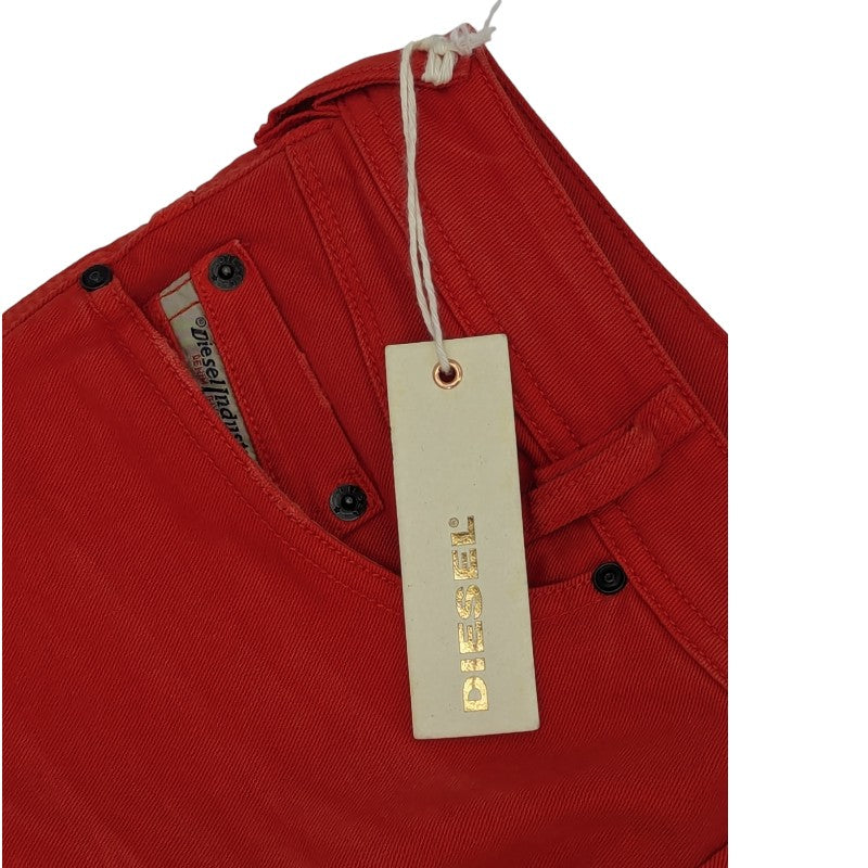 DIESEL IAKOP 0111D Mens Denim Jeans Regular Fit Stretch Casual Red Denim Pants