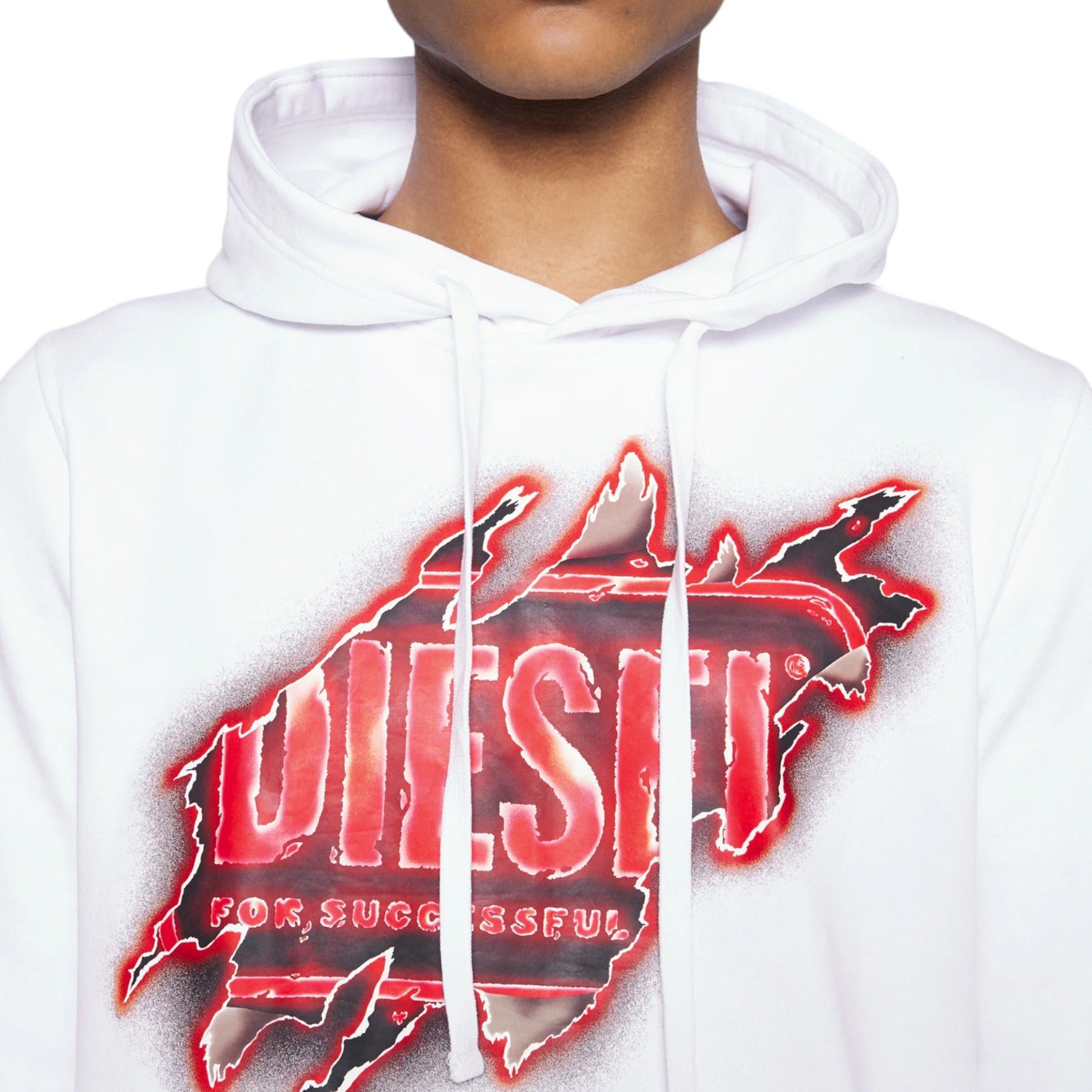 DIESEL S GINN E8 Mens Hoodie Long sleeve Printed Logo Pullover Hooded Sweatshirt