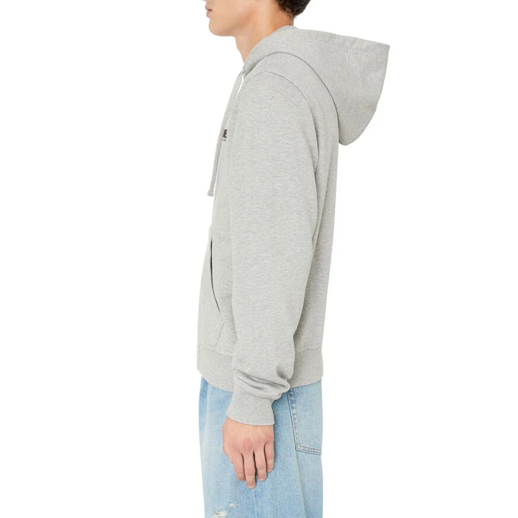 DIESEL S Girk Felpa Mens Hoodie Zip Up Regular Fit Sweat Hooded Jacket Logo Grey