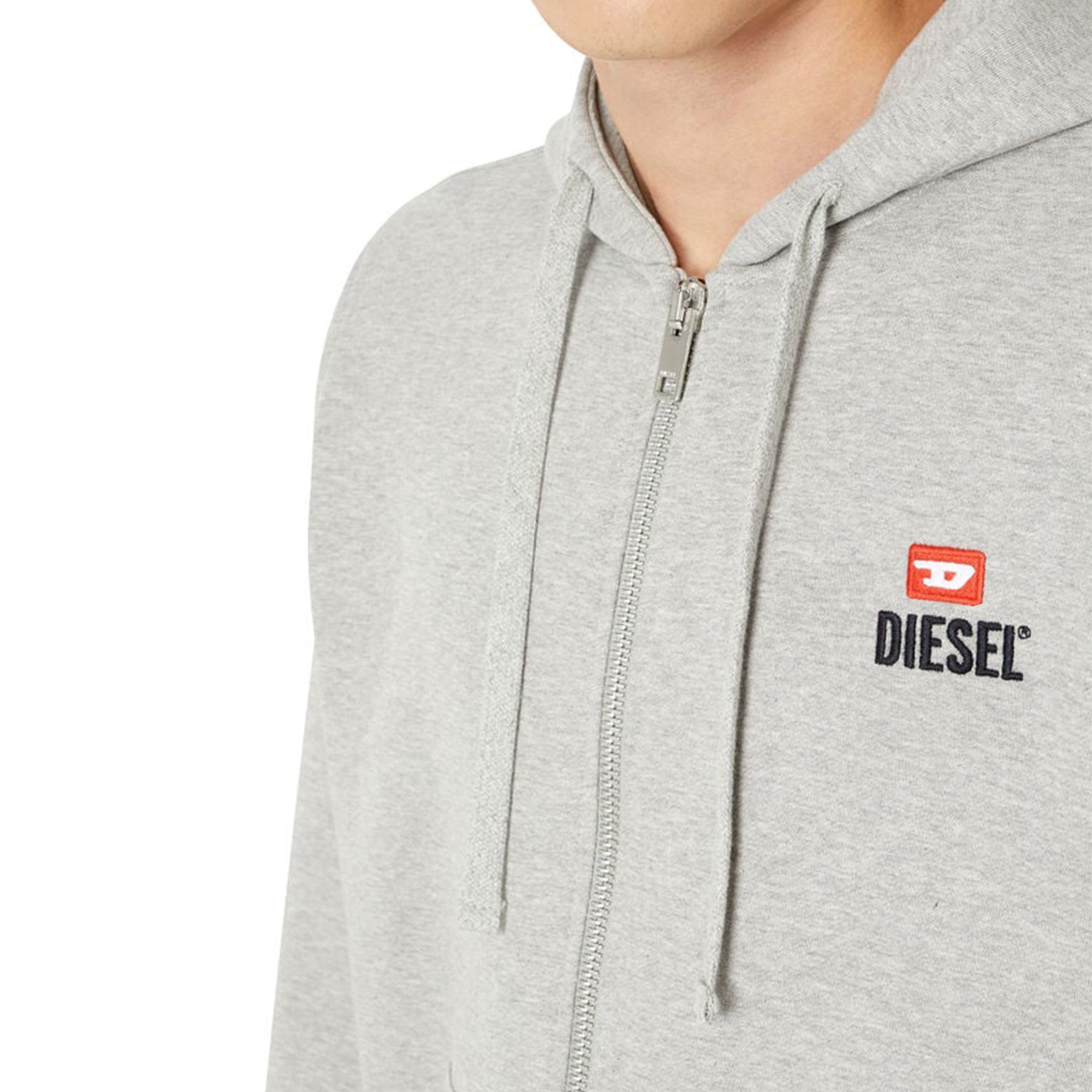 DIESEL S Girk Felpa Mens Hoodie Zip Up Regular Fit Sweat Hooded Jacket Logo Grey