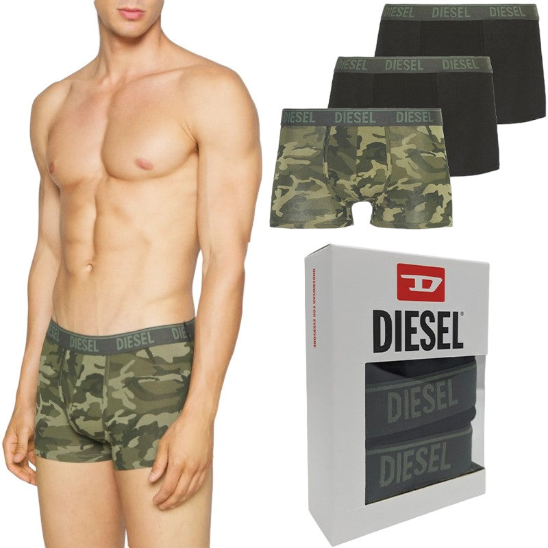 DIESEL DAMIEN E4869 Mens Trunks Camouflage 3 Pack RG Stretch Cotton Boxer Shorts