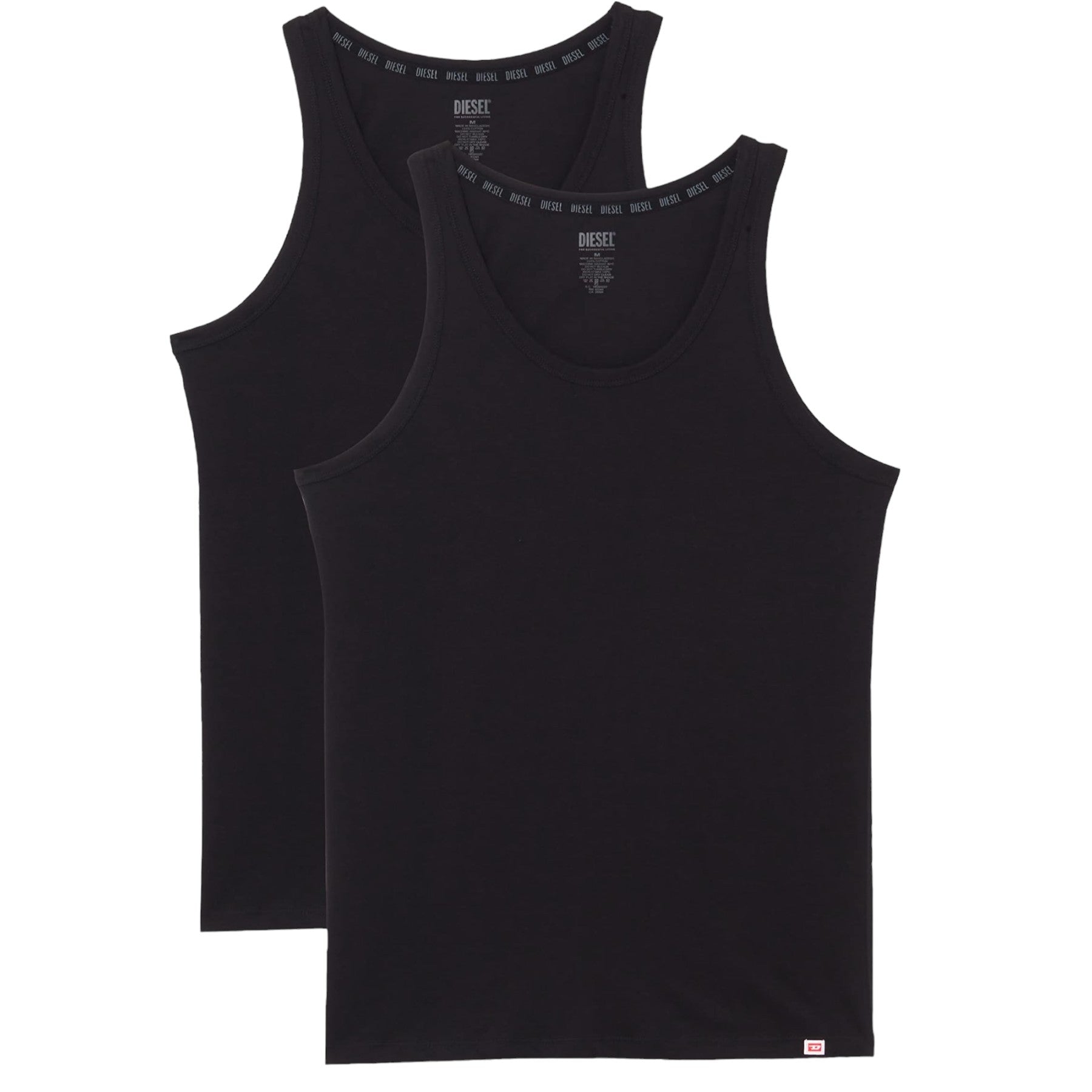 DIESEL UMTK E1350 Mens Tank Tops Slim Fit 2x Pack Scoop Neck Cotton Gym Vest Top