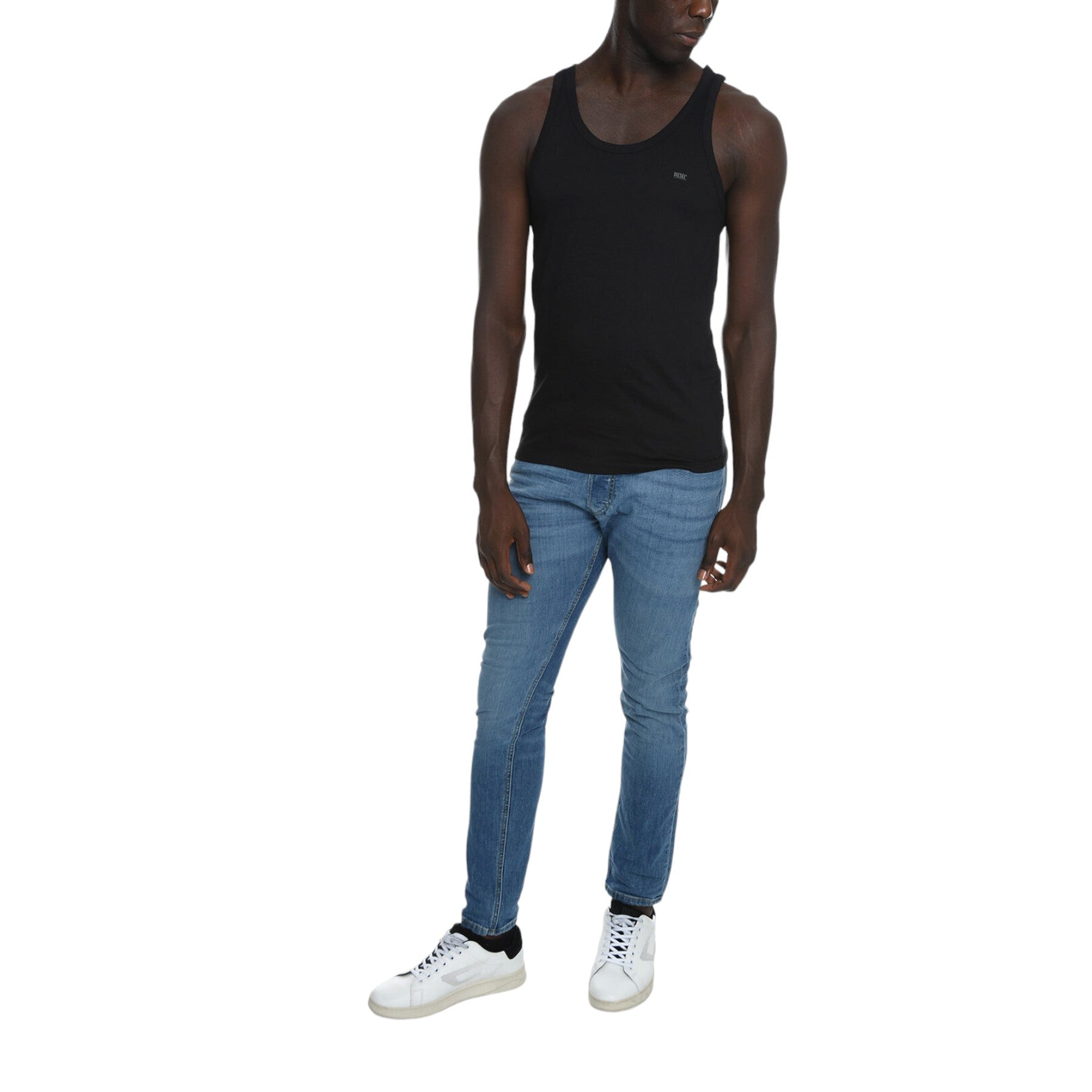 DIESEL UMTK E4084 Mens Tank Tops Slim Fit 2x Pack Scoop Neck Cotton Gym Vest Top