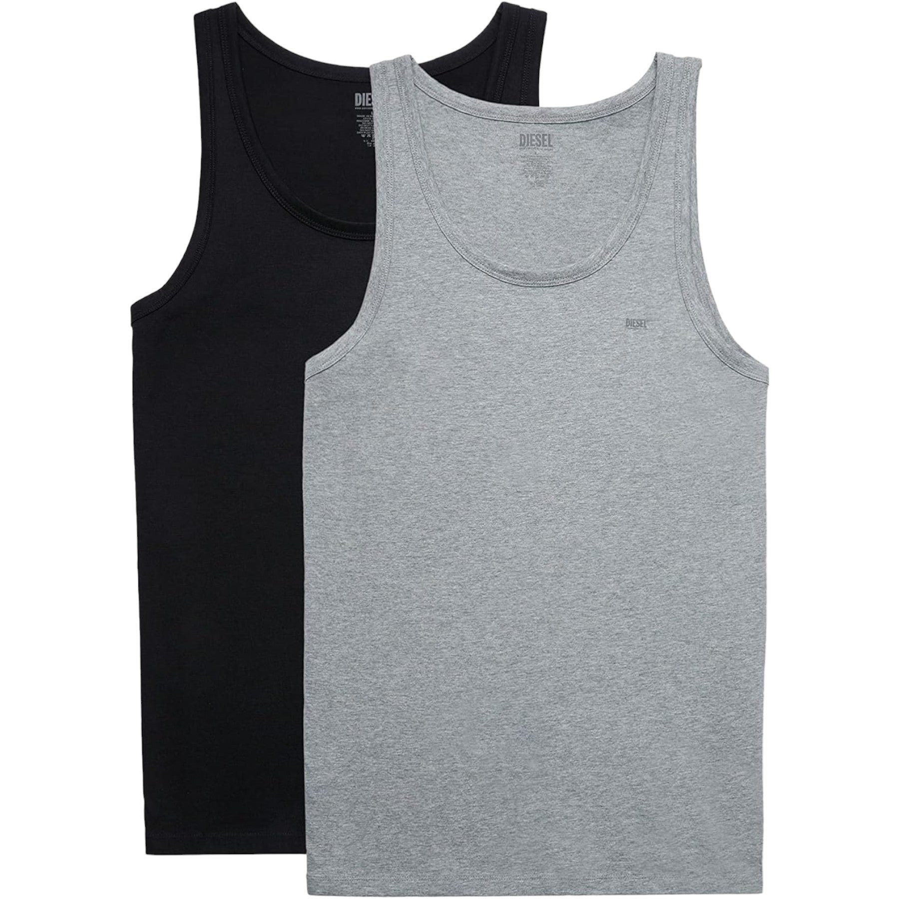 DIESEL UMTK E4084 Mens Tank Tops Slim Fit 2x Pack Scoop Neck Cotton Gym Vest Top