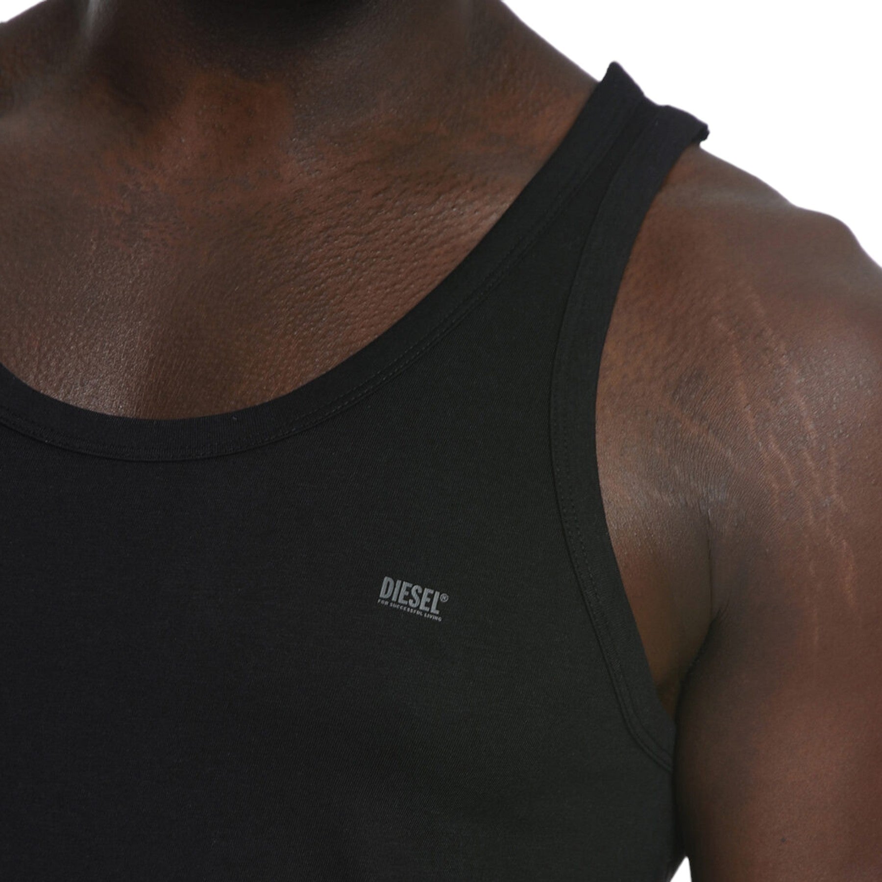 DIESEL UMTK E4084 Mens Tank Tops Slim Fit 2x Pack Scoop Neck Cotton Gym Vest Top