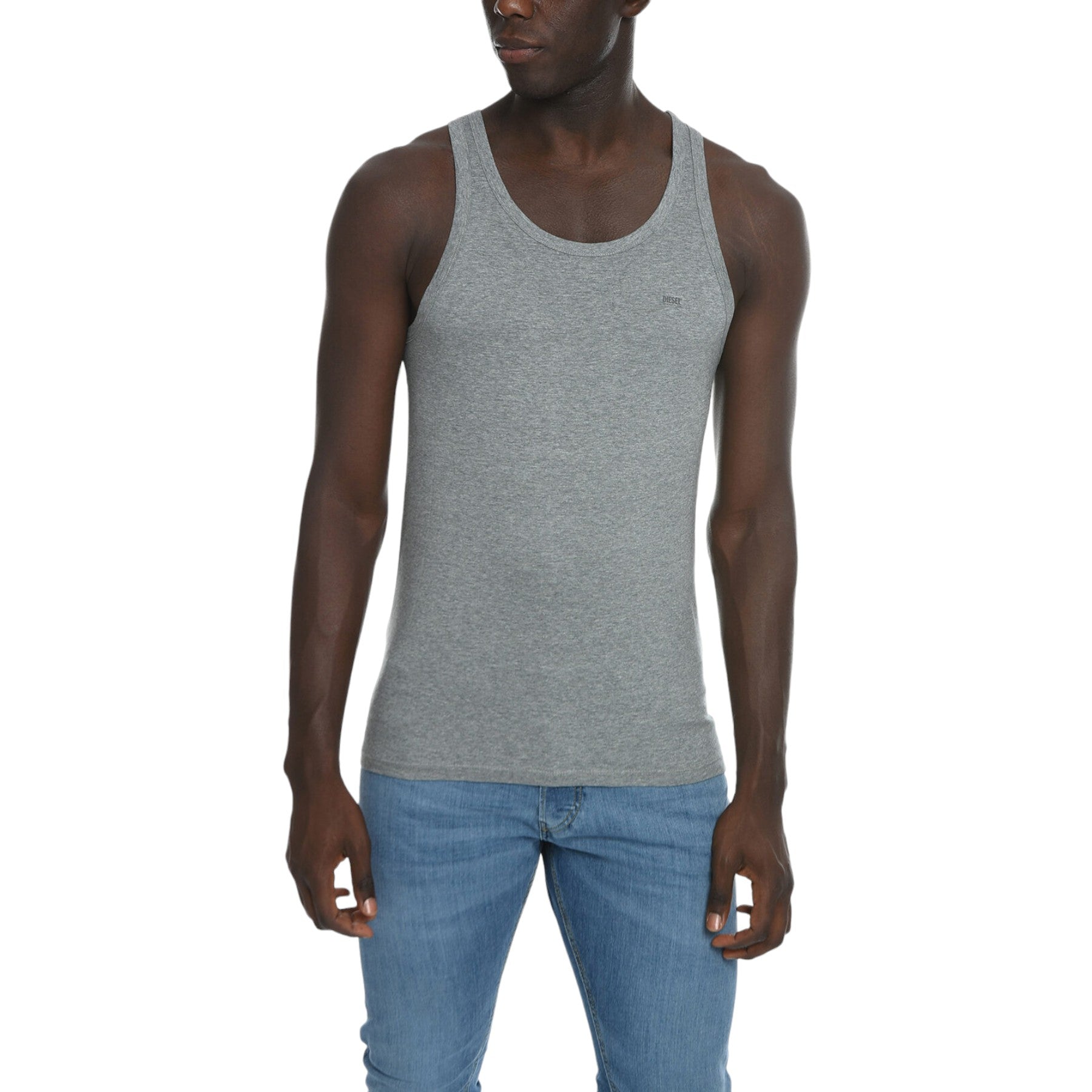 DIESEL UMTK E4084 Mens Tank Tops Slim Fit 2x Pack Scoop Neck Cotton Gym Vest Top