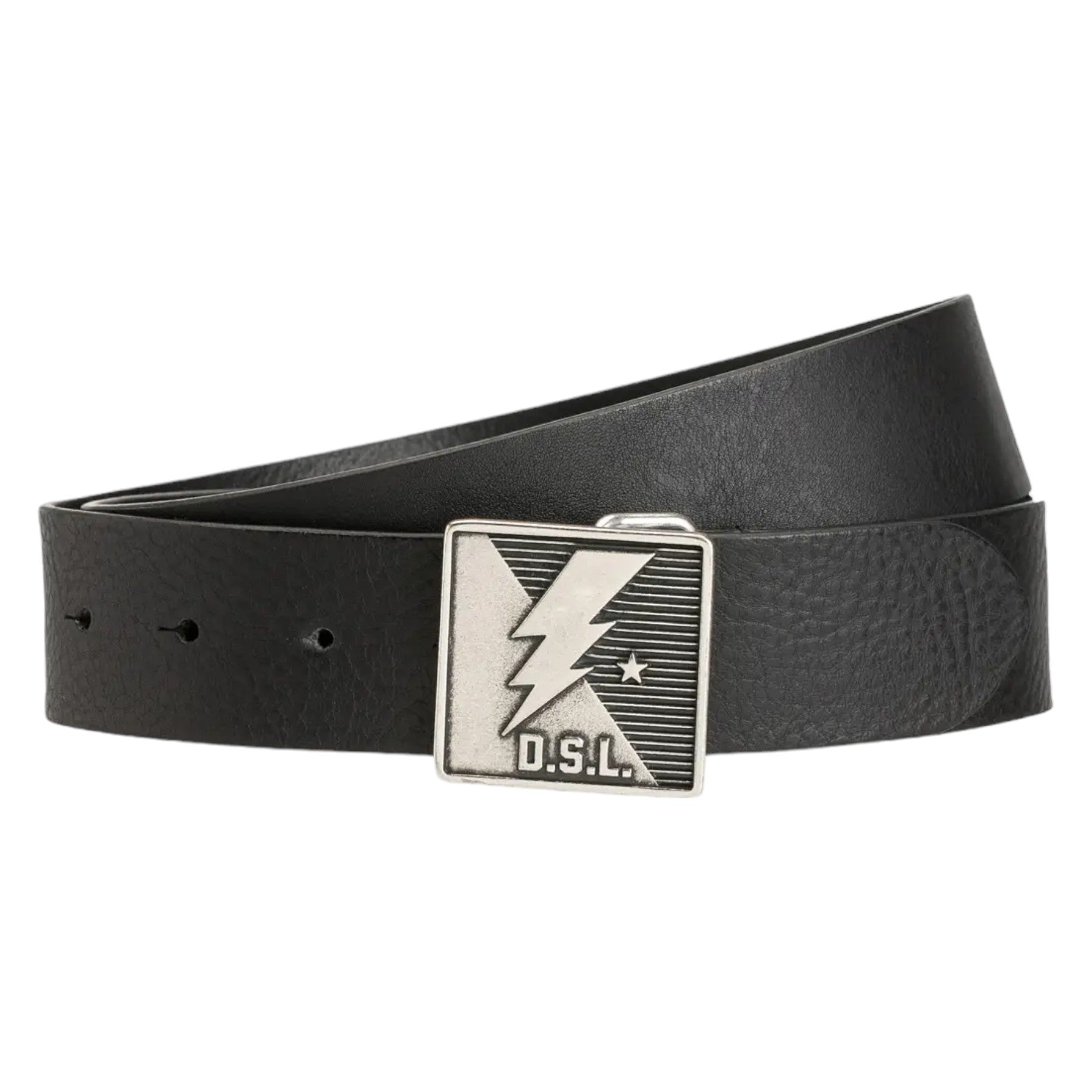 DIESEL B-Mont Mens Belts Genuine Leather Lightning Buckle Black High Quality New