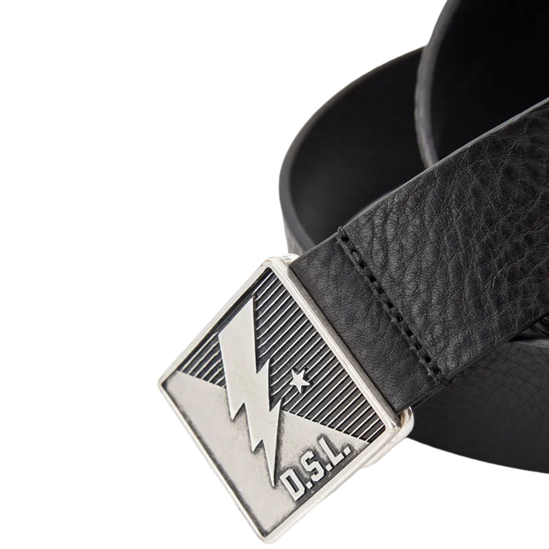 DIESEL B-Mont Mens Belts Genuine Leather Lightning Buckle Black High Quality New