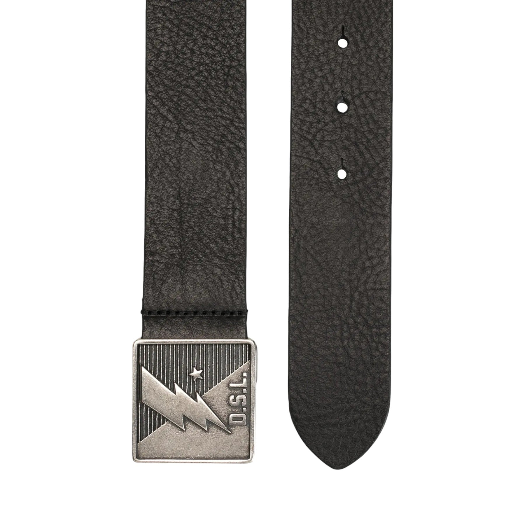 DIESEL B-Mont Mens Belts Genuine Leather Lightning Buckle Black High Quality New