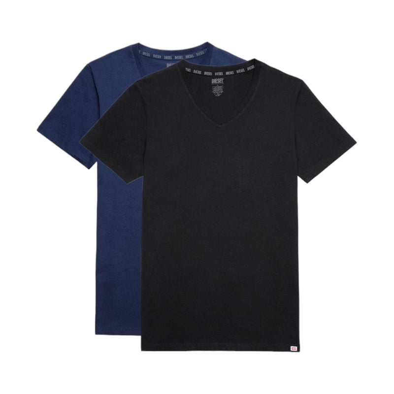DIESEL UMTEE E4305 Mens T Shirts Regular Fit 2x Pack V Neck Cotton Gym Basic Tee