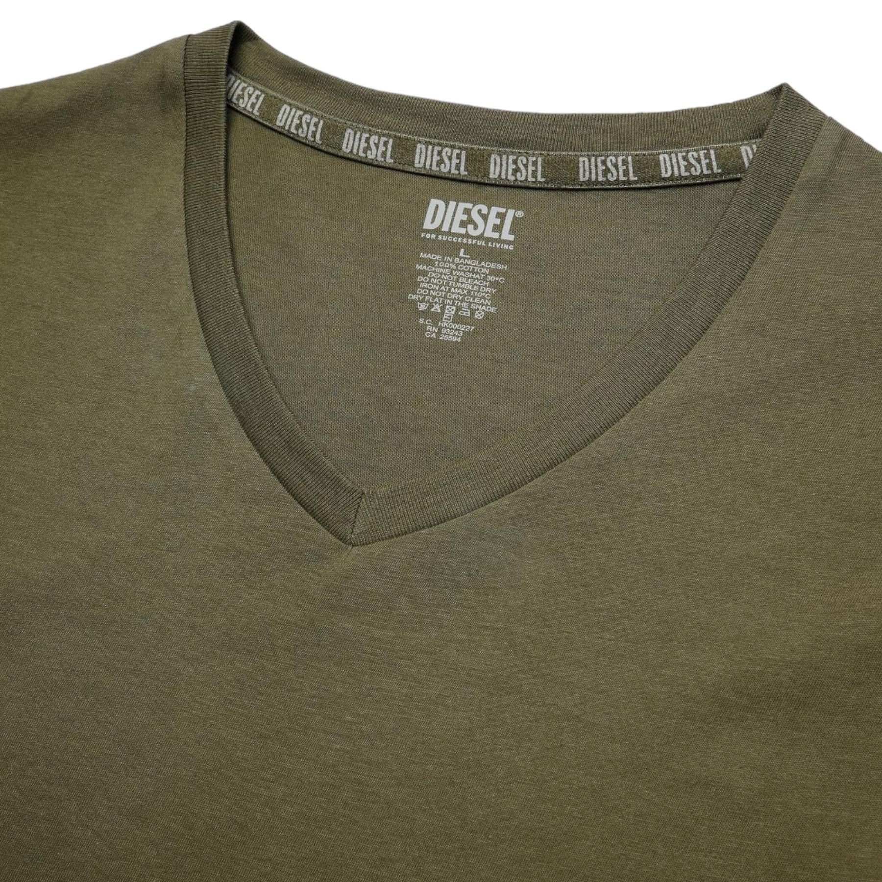DIESEL UMTEE E5861 Mens T Shirts Regular Fit 2x Pack V Neck Cotton Gym Basic Tee