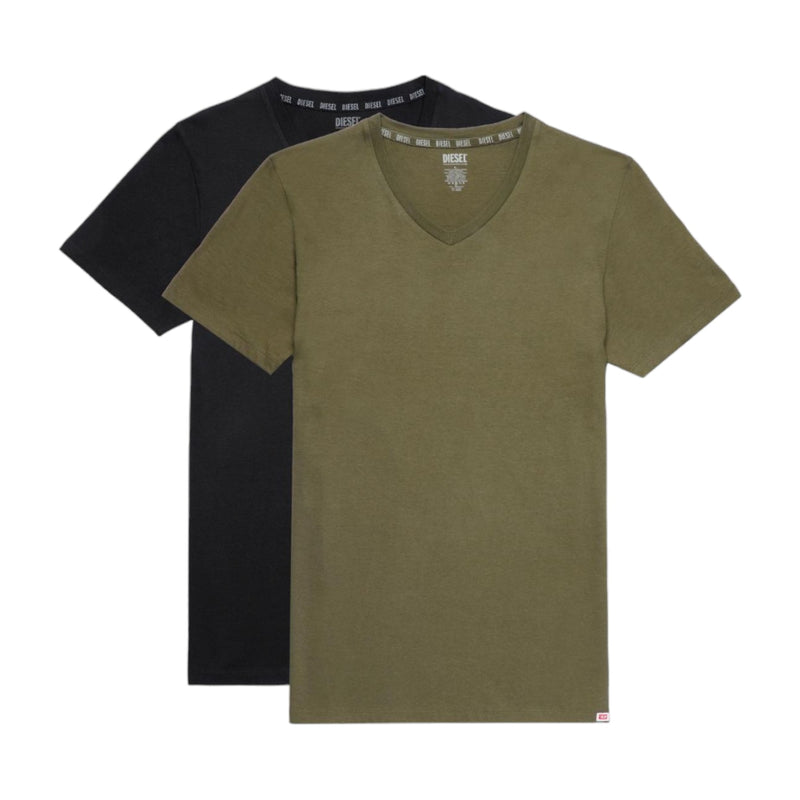 DIESEL UMTEE E5861 Mens T Shirts Regular Fit 2x Pack V Neck Cotton Gym Basic Tee