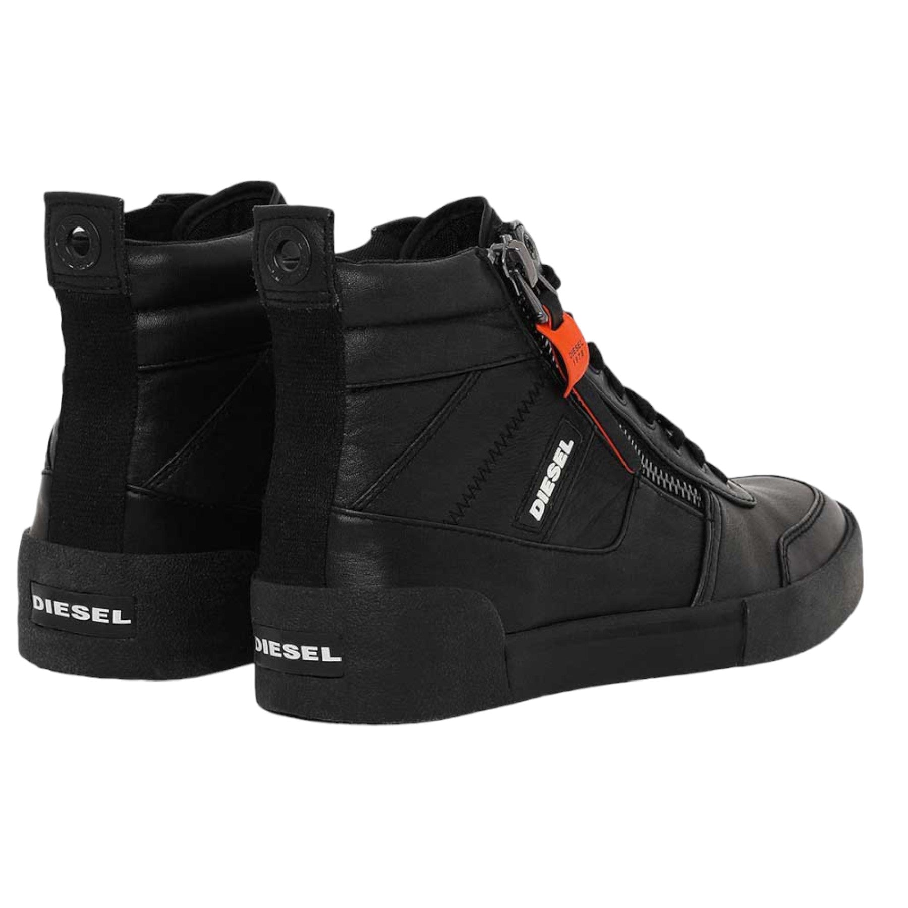 Diesel S-DVELOWS Mens Canvas Shoes High Top Side Zipper Lifestyle Trainers Black