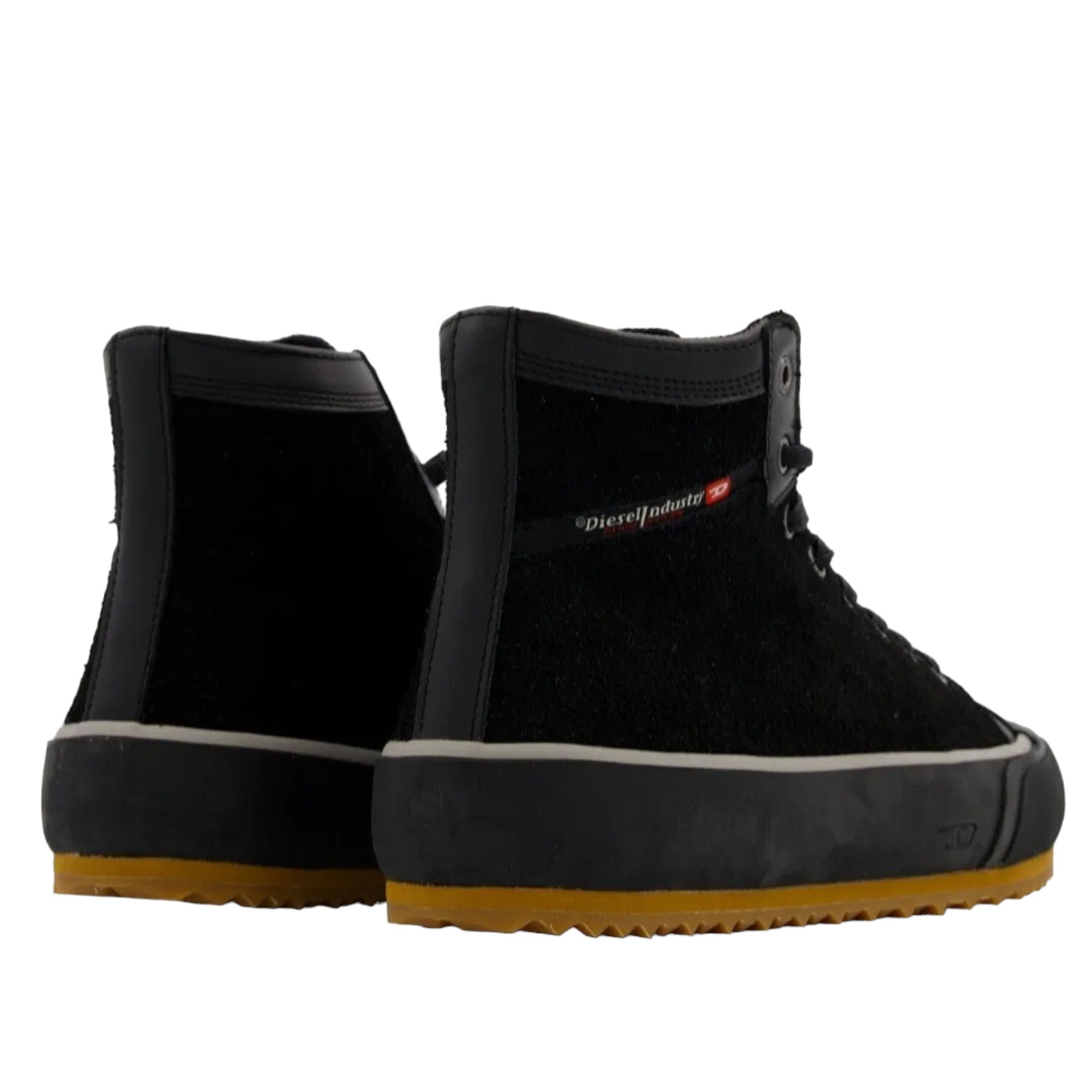 Diesel S-Principia T8013 Mens Canvas Shoes Sued Leather High Top Sneakers Black