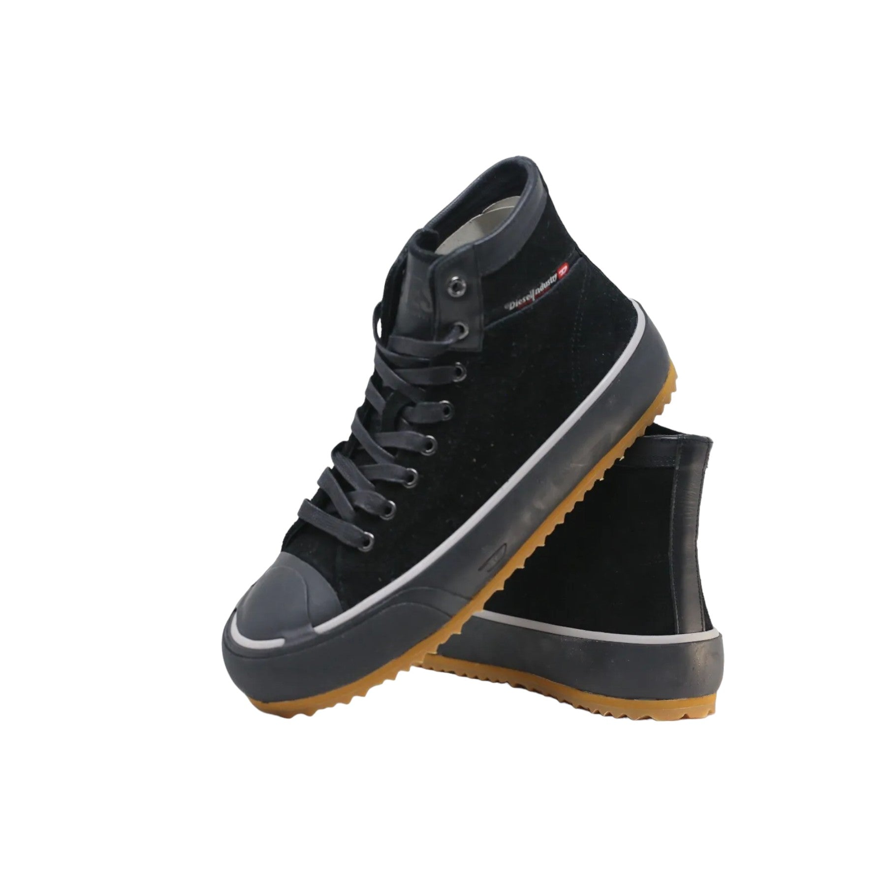 Diesel S-Principia T8013 Mens Canvas Shoes Sued Leather High Top Sneakers Black