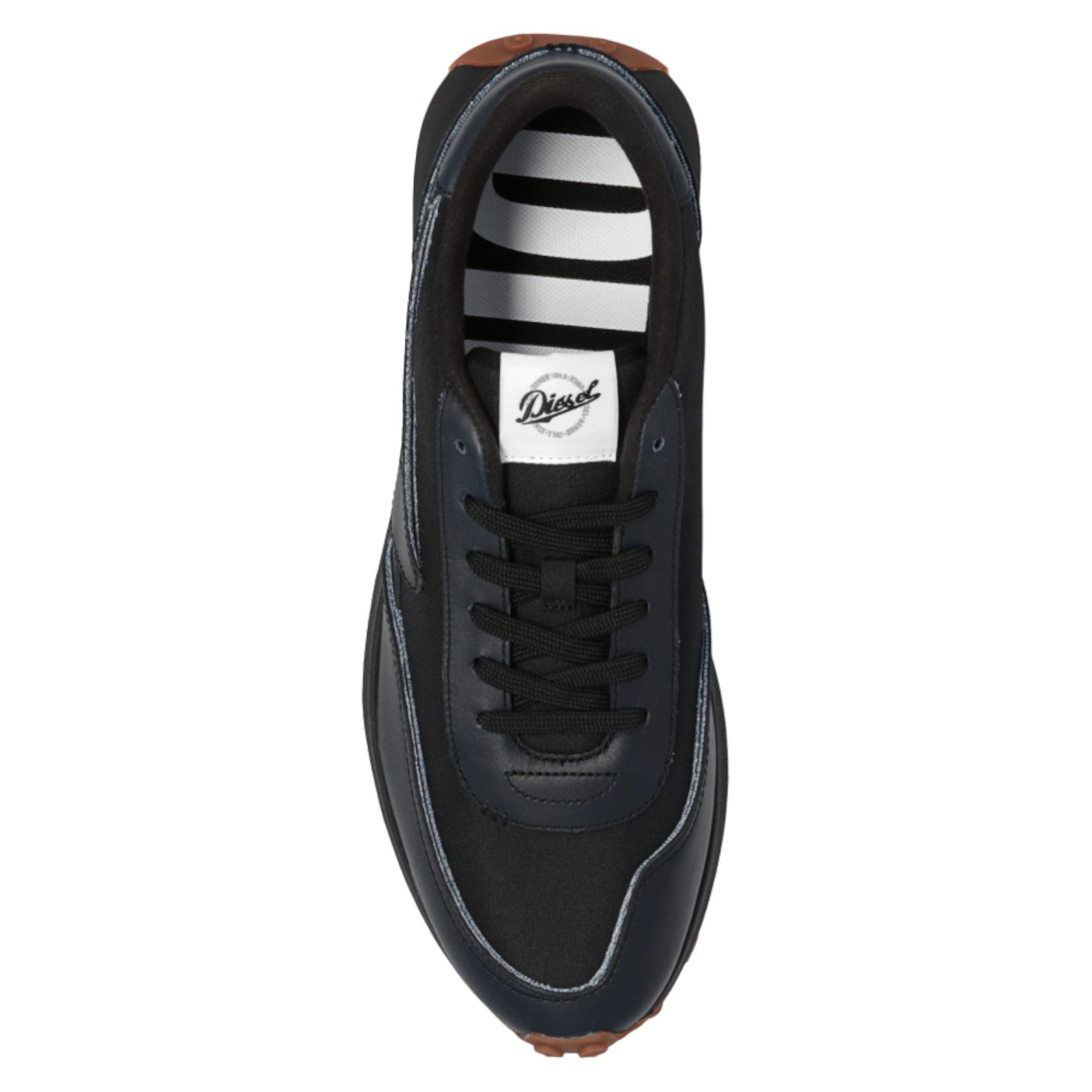 Diesel S-Racer LC Mens Lace Up Trainers Leather Casual Lifestyle Black Shoes NEW