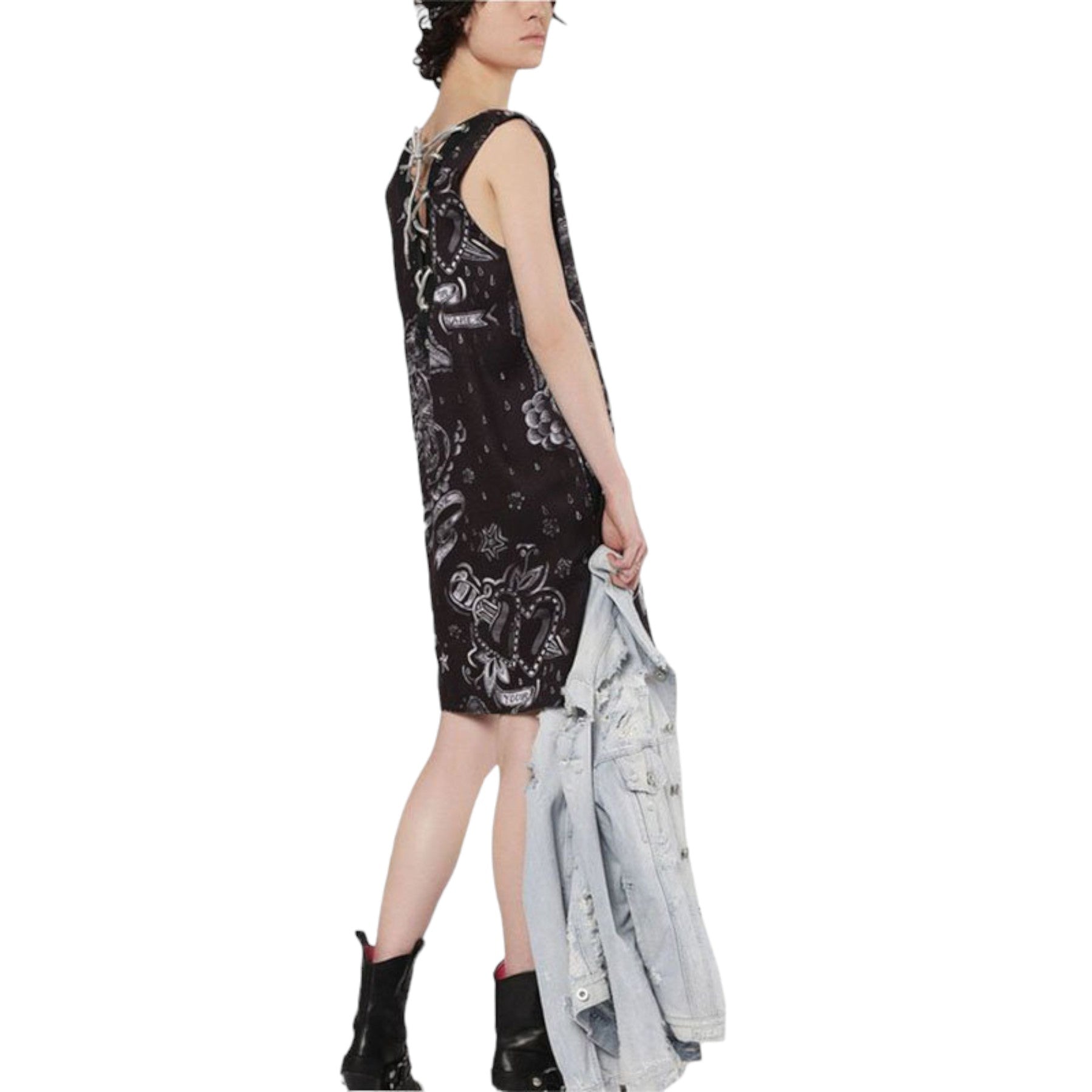 DIESEL D MAY Womens Short Dress V Neck Sleeveless Party Tops Summer Midi Dress