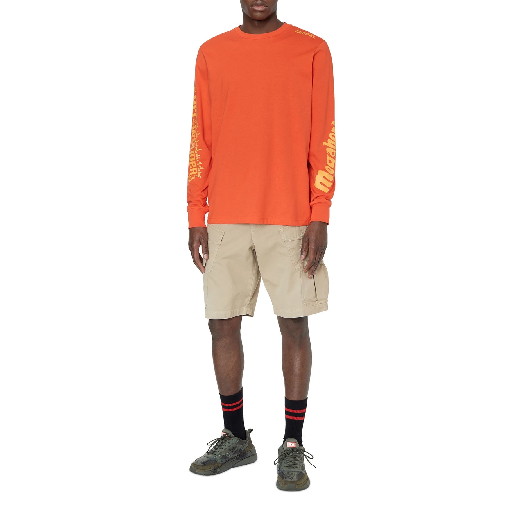 DIESEL Mens Cargo Shorts P-JOFFE-SHO Multi Pocket Summer Casual Half Pants Beige