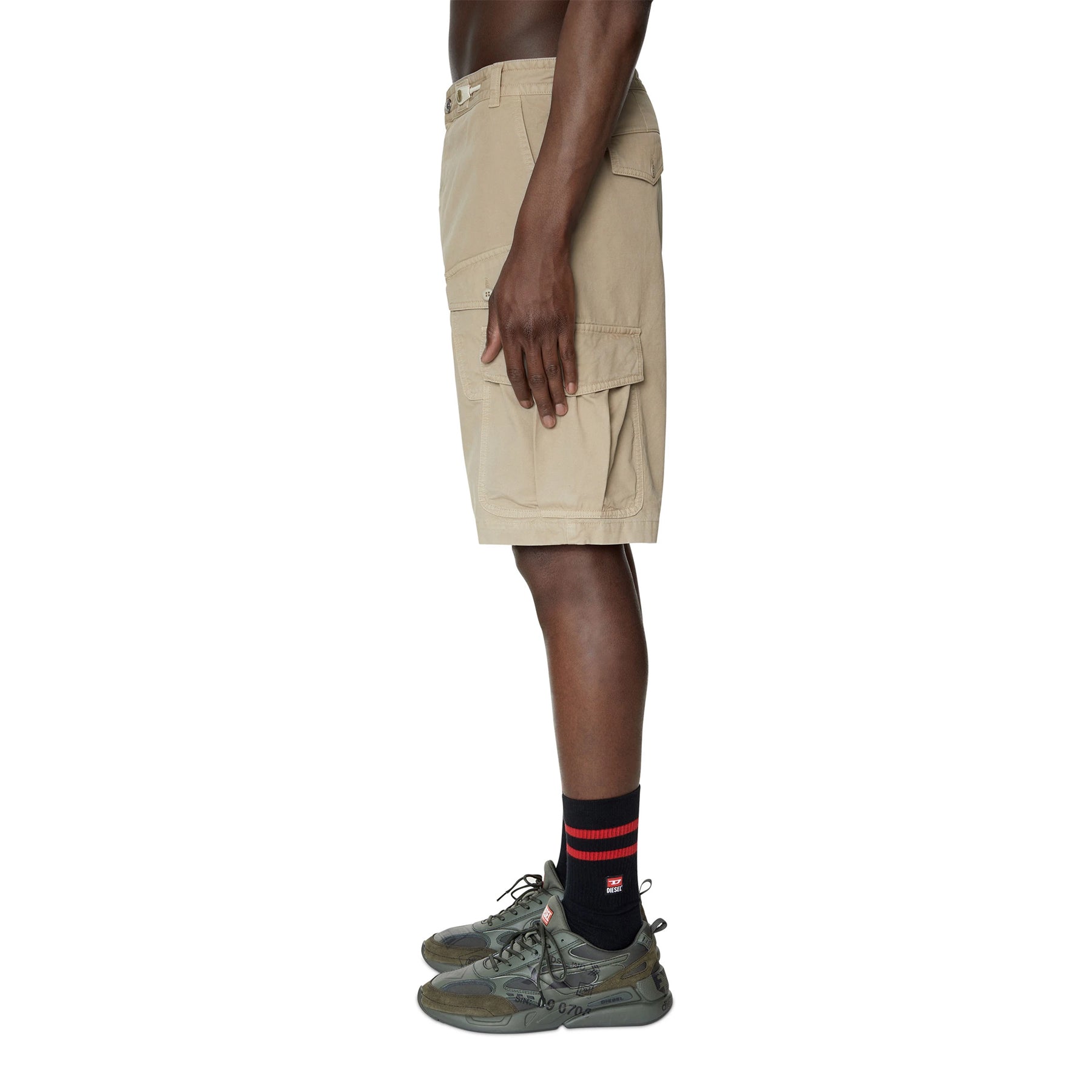 DIESEL Mens Cargo Shorts P-JOFFE-SHO Multi Pocket Summer Casual Half Pants Beige