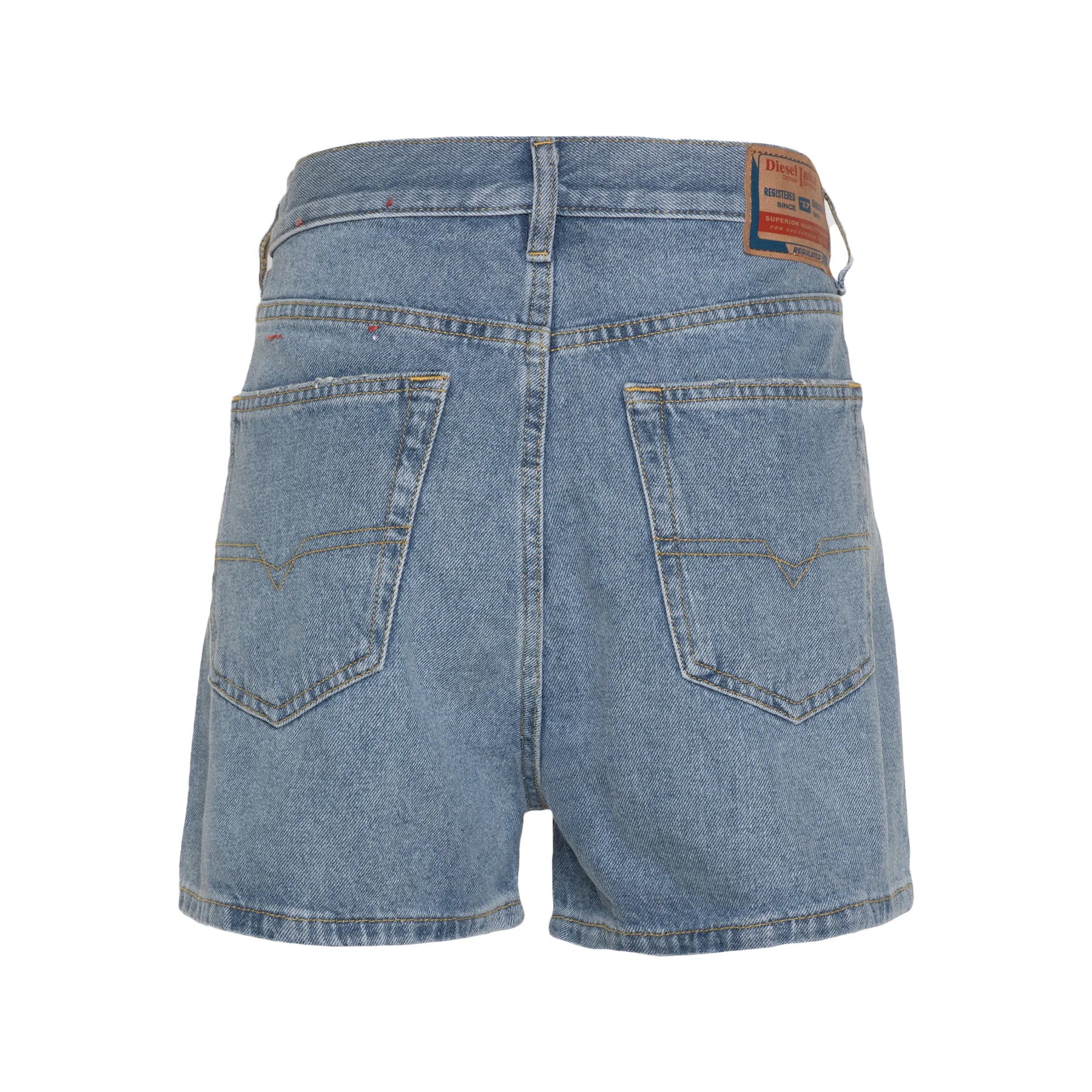 DIESEL D-GER Womens Denim Shorts Relaxed Fit High Rise Flared Casual Shorts Blue