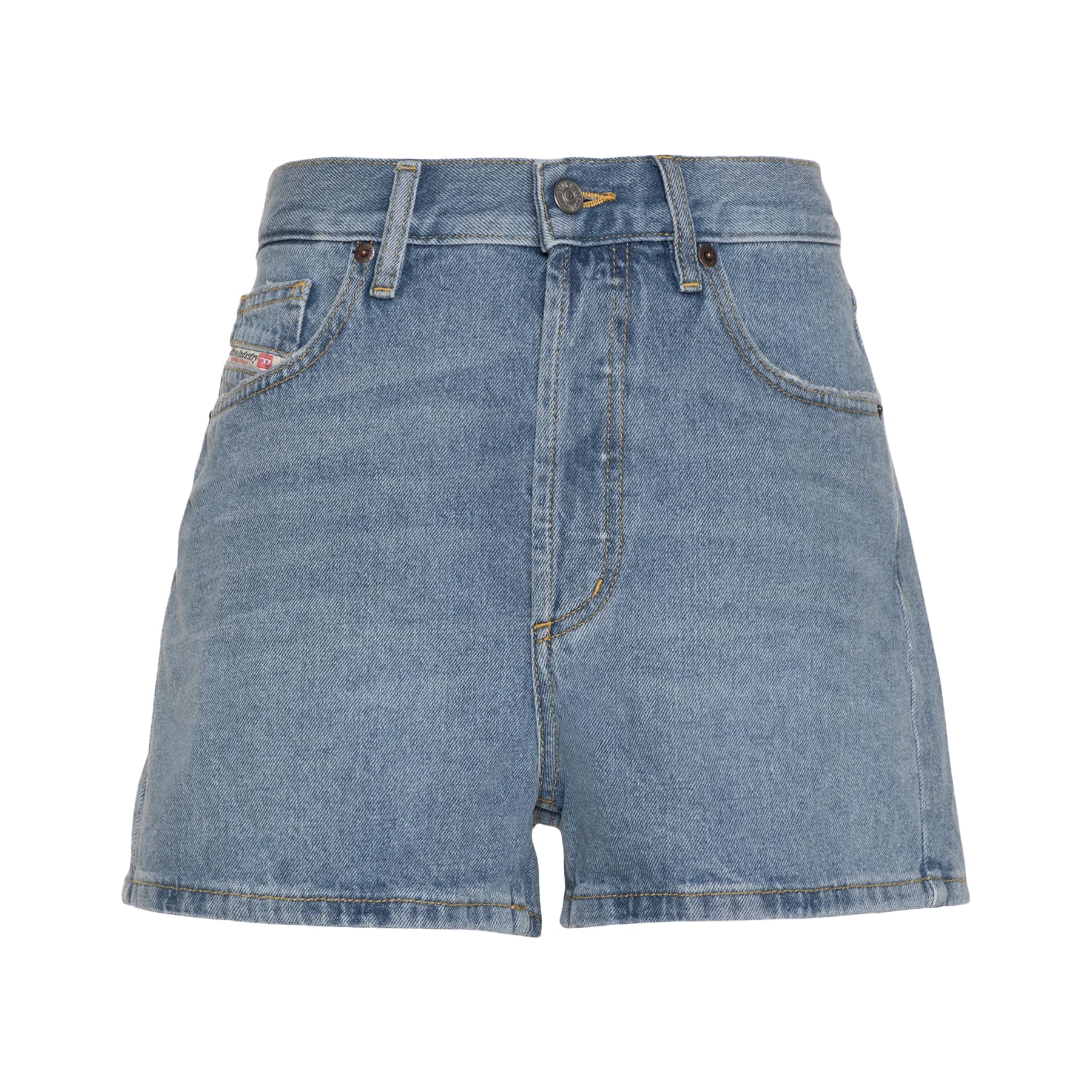 DIESEL D-GER Womens Denim Shorts Relaxed Fit High Rise Flared Casual Shorts Blue