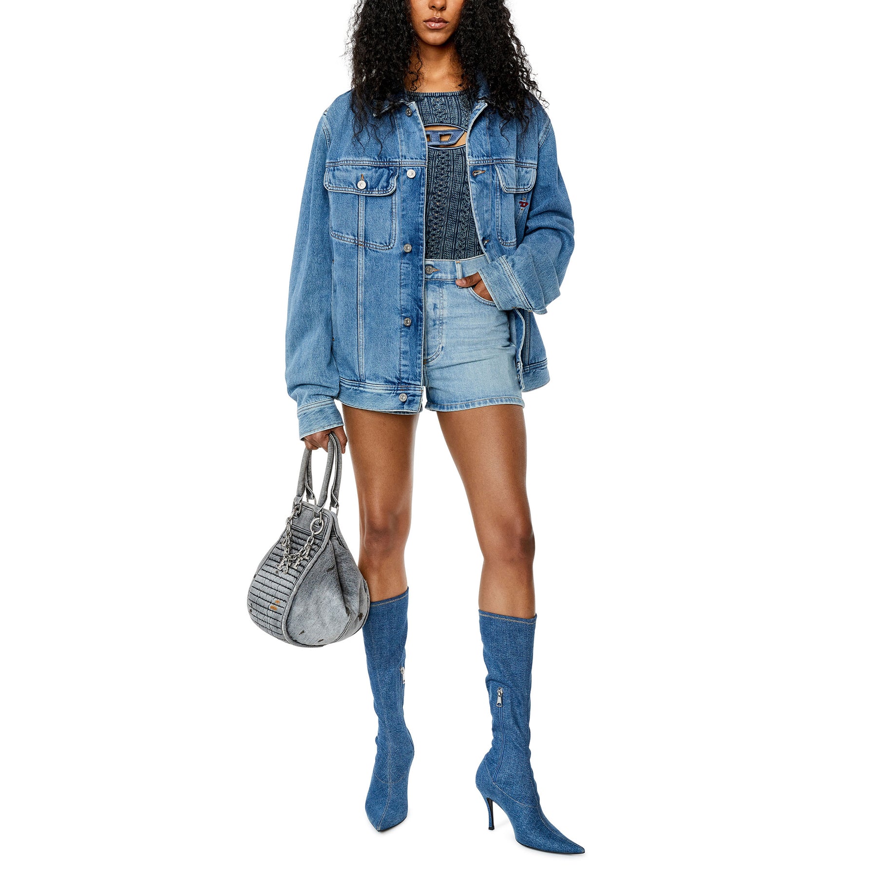 DIESEL D-GER CALZONCINI Womens Denim Shorts Summer Beach Casual Hot Pants Blue