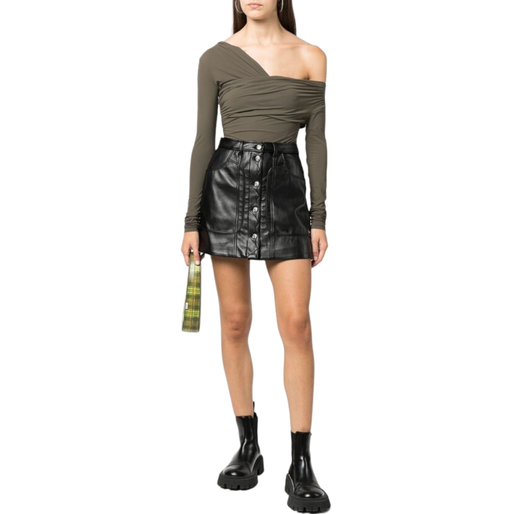 Diesel Womens Mini Skirt O-AMBRA Faux Leather Black Ladies Skirt Party Clubwear