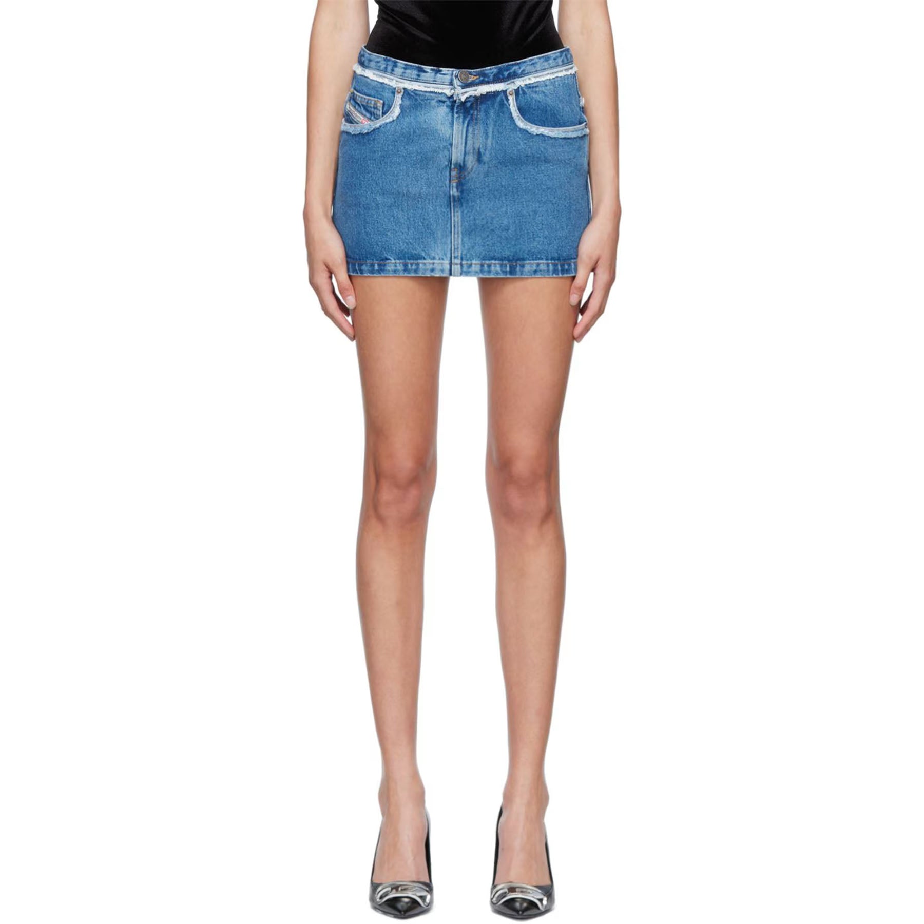 Diesel DE-RON Womens Denim Bodycon Mini Skirts Low Rise Waist Summer Party Skirt