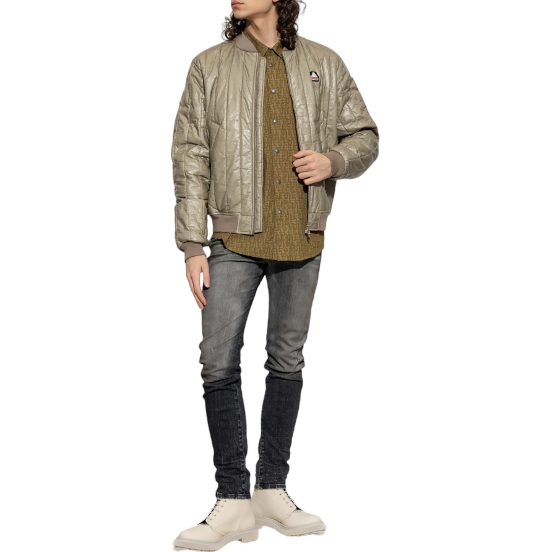 DIESEL S-UMBE-MON Mens Shirts Long Sleeve Logo Print Regular Summer Casual Shirt