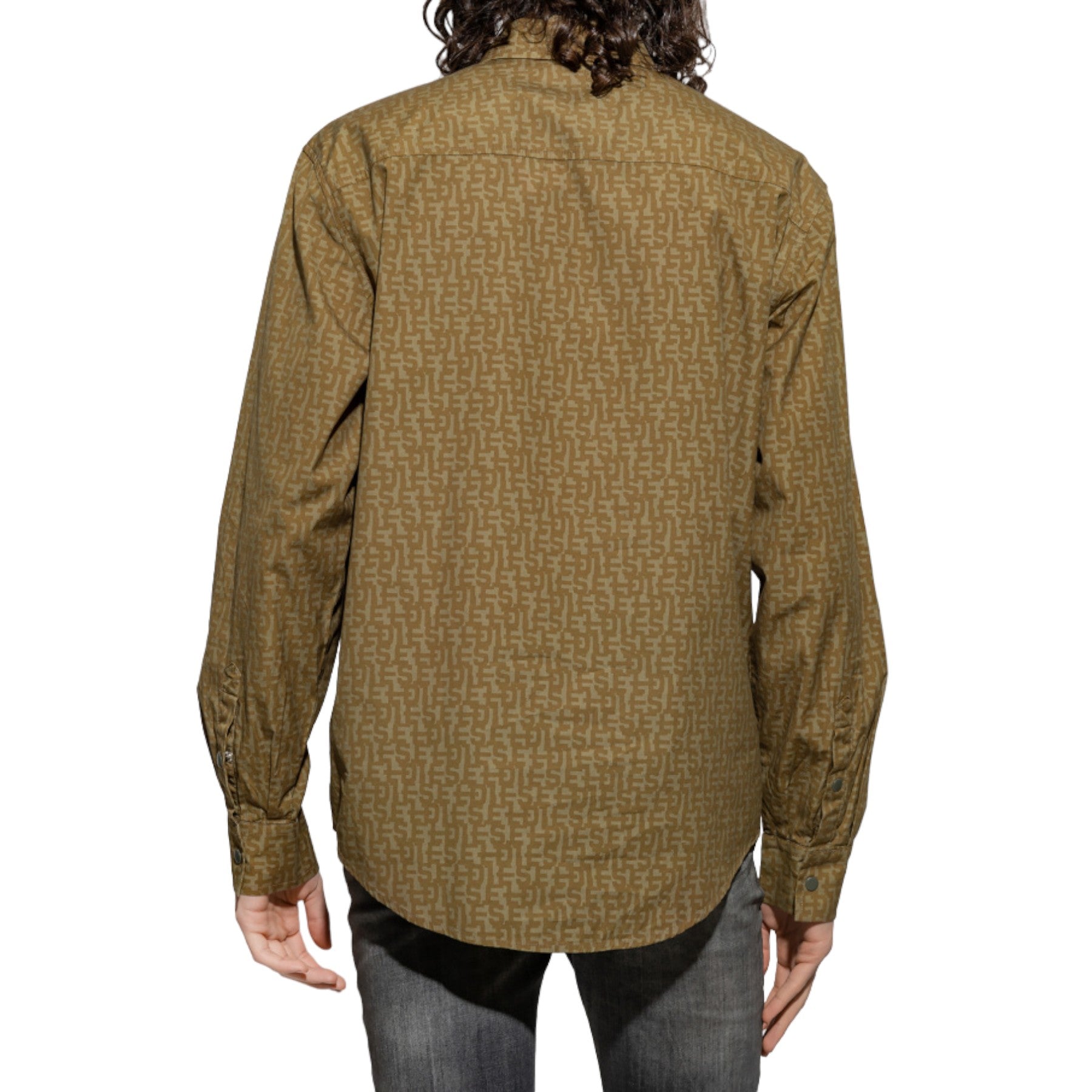 DIESEL S-UMBE-MON Mens Shirts Long Sleeve Logo Print Regular Summer Casual Shirt