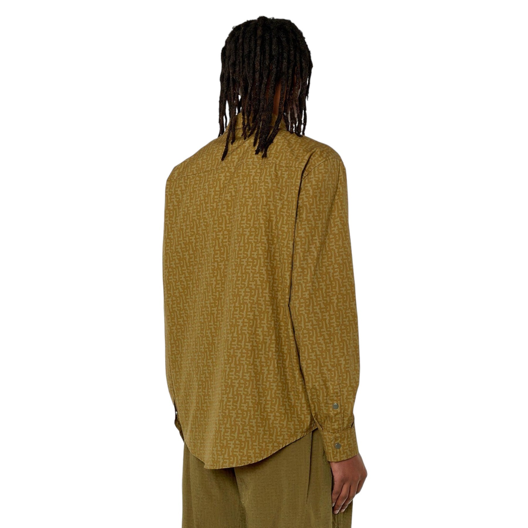 DIESEL S-UMBE-MON Mens Shirts Long Sleeve Logo Print Regular Summer Casual Shirt