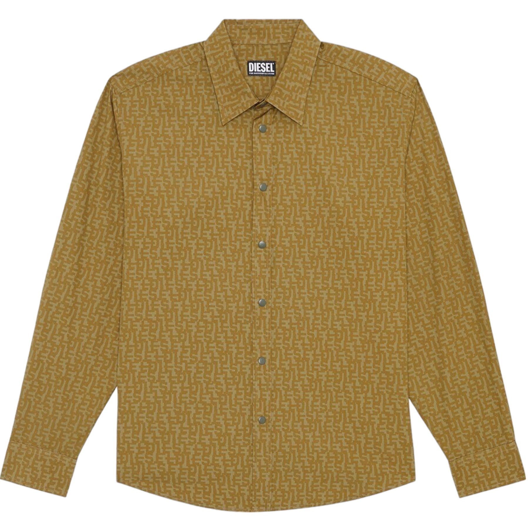 DIESEL S-UMBE-MON Mens Shirts Long Sleeve Logo Print Regular Summer Casual Shirt