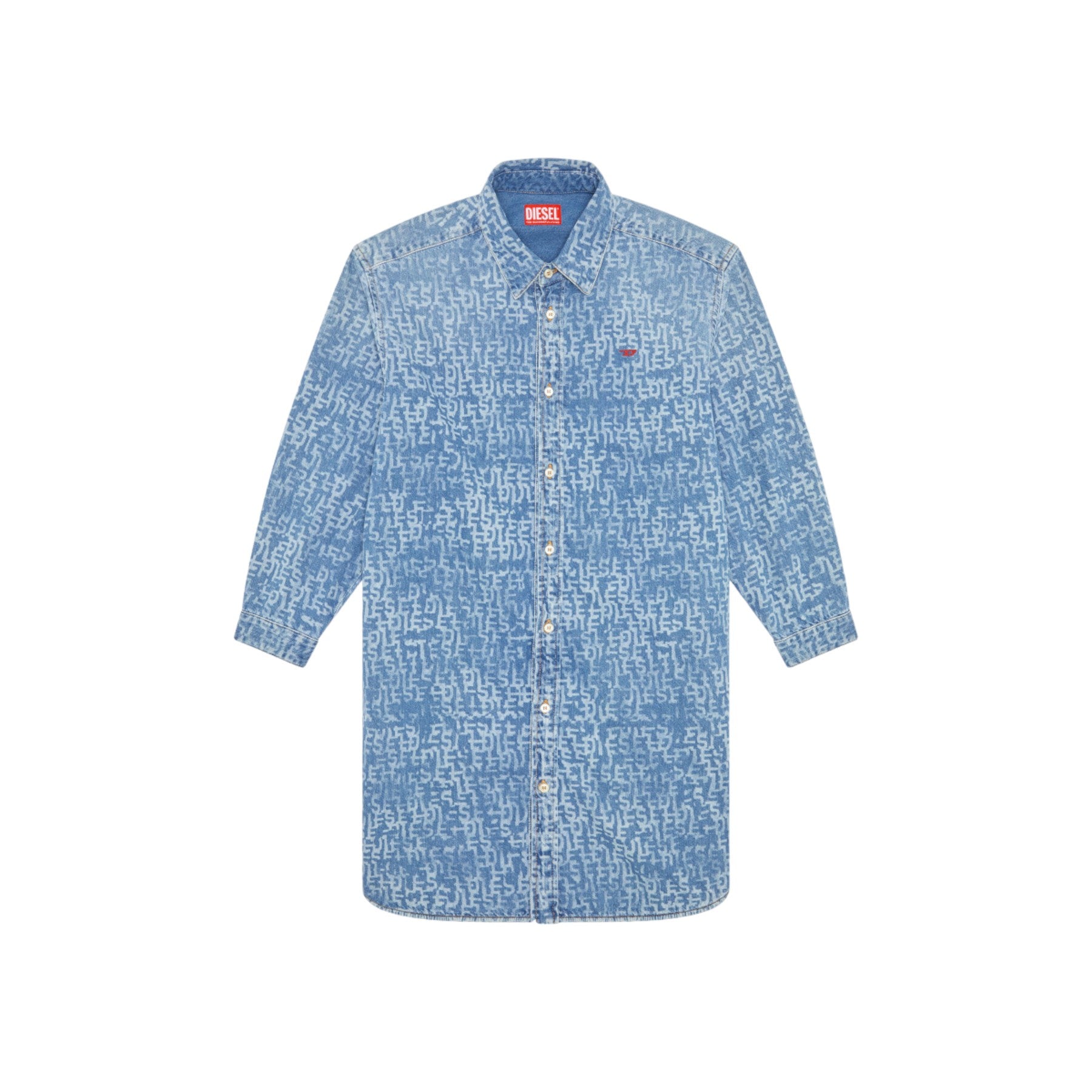 DIESEL DE-BLEX Womens Shirt Dress Mini Casual Denim Blue Jeans Ladies Cotton Top