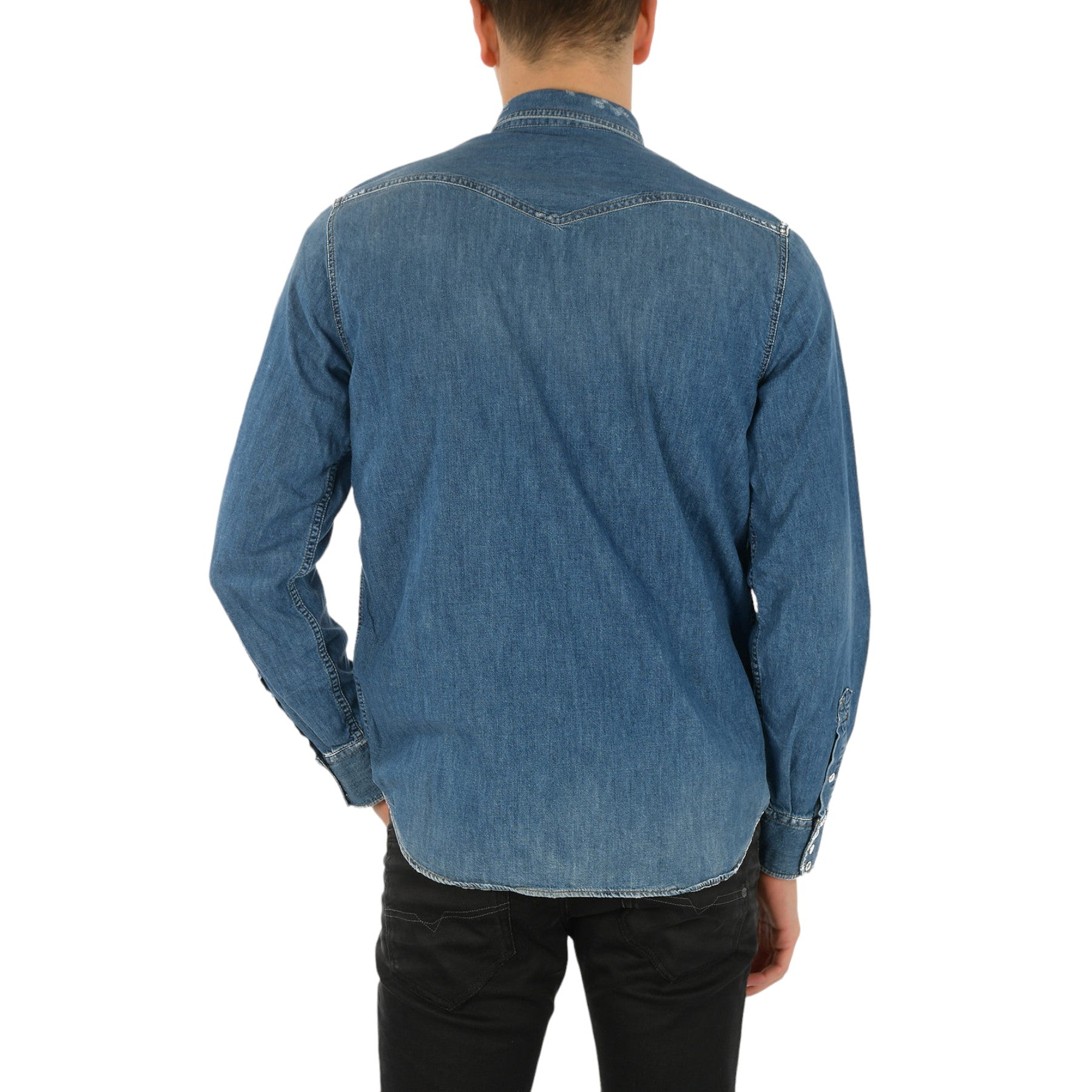 DIESEL D-ROOKE Mens Denim Shirt Long Sleeve Vintage Button Down Jeans Shirts L