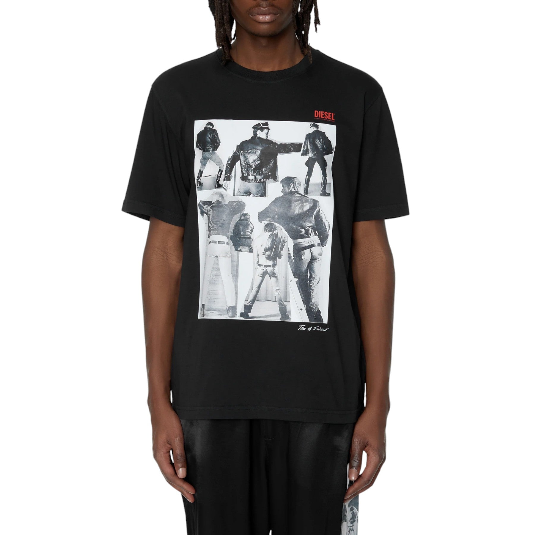 DIESEL PR-T-JUST-P1 Mens T Shirts Graphic Printed Black Crew Neck Short Sleeve