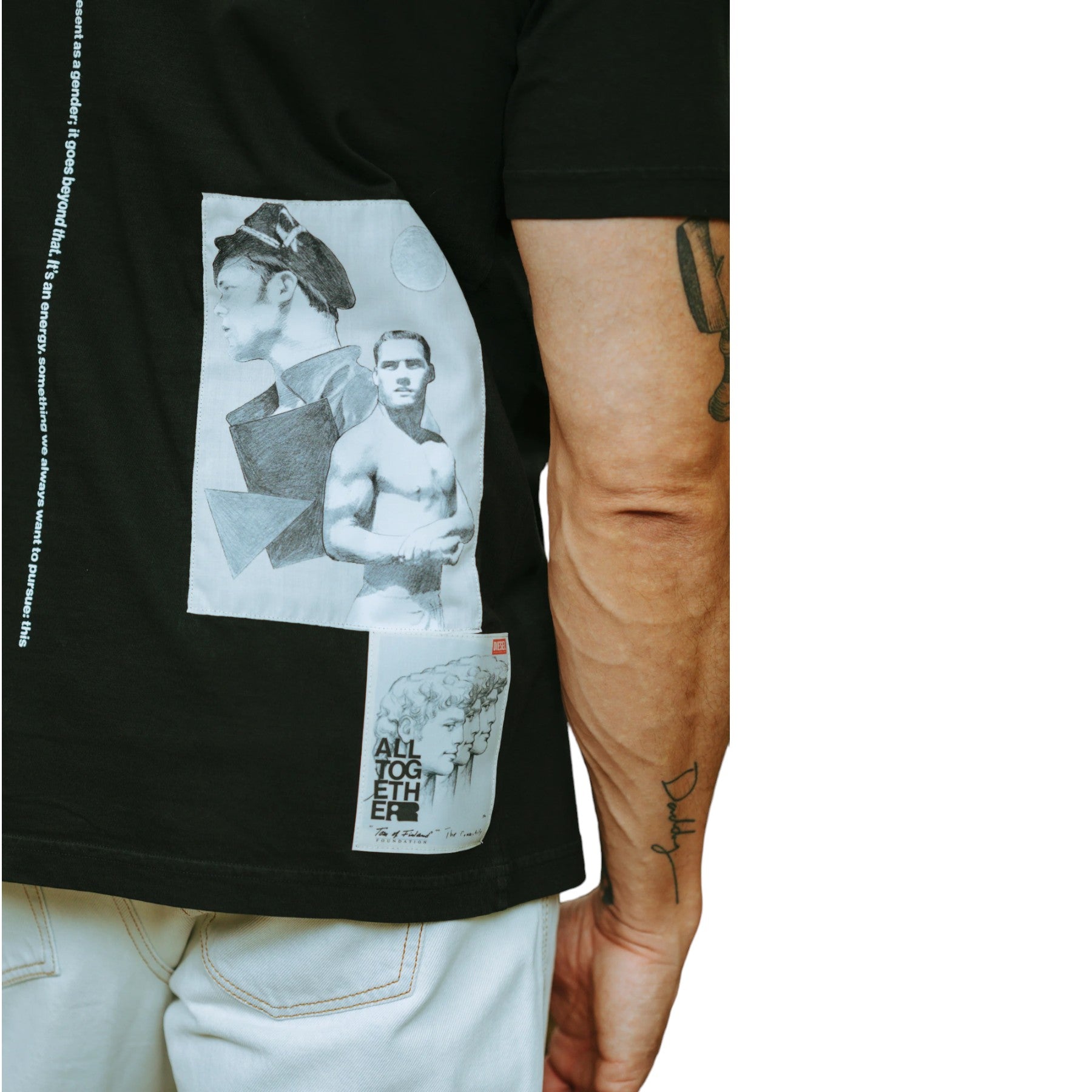 DIESEL PR-T-JUST-P1 Mens T Shirts Graphic Printed Black Crew Neck Short Sleeve