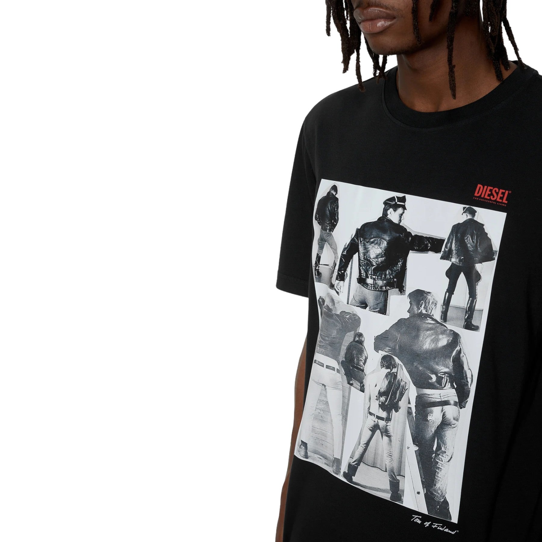 DIESEL PR-T-JUST-P1 Mens T Shirts Graphic Printed Black Crew Neck Short Sleeve