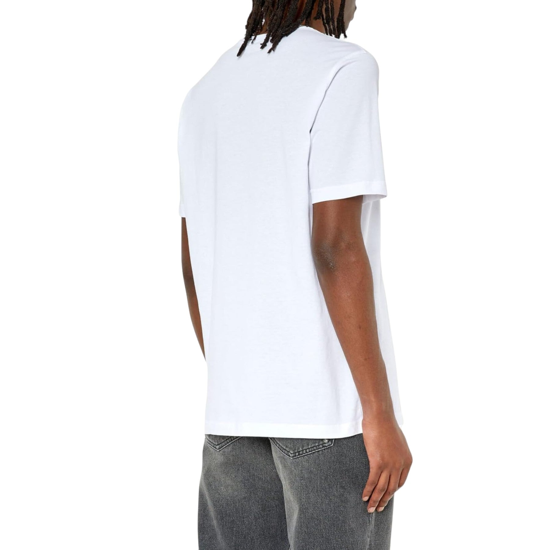 DIESEL T-WASH Mens T Shirts Short Sleeve Relaxed Fit Crew Neck Summer Tee White