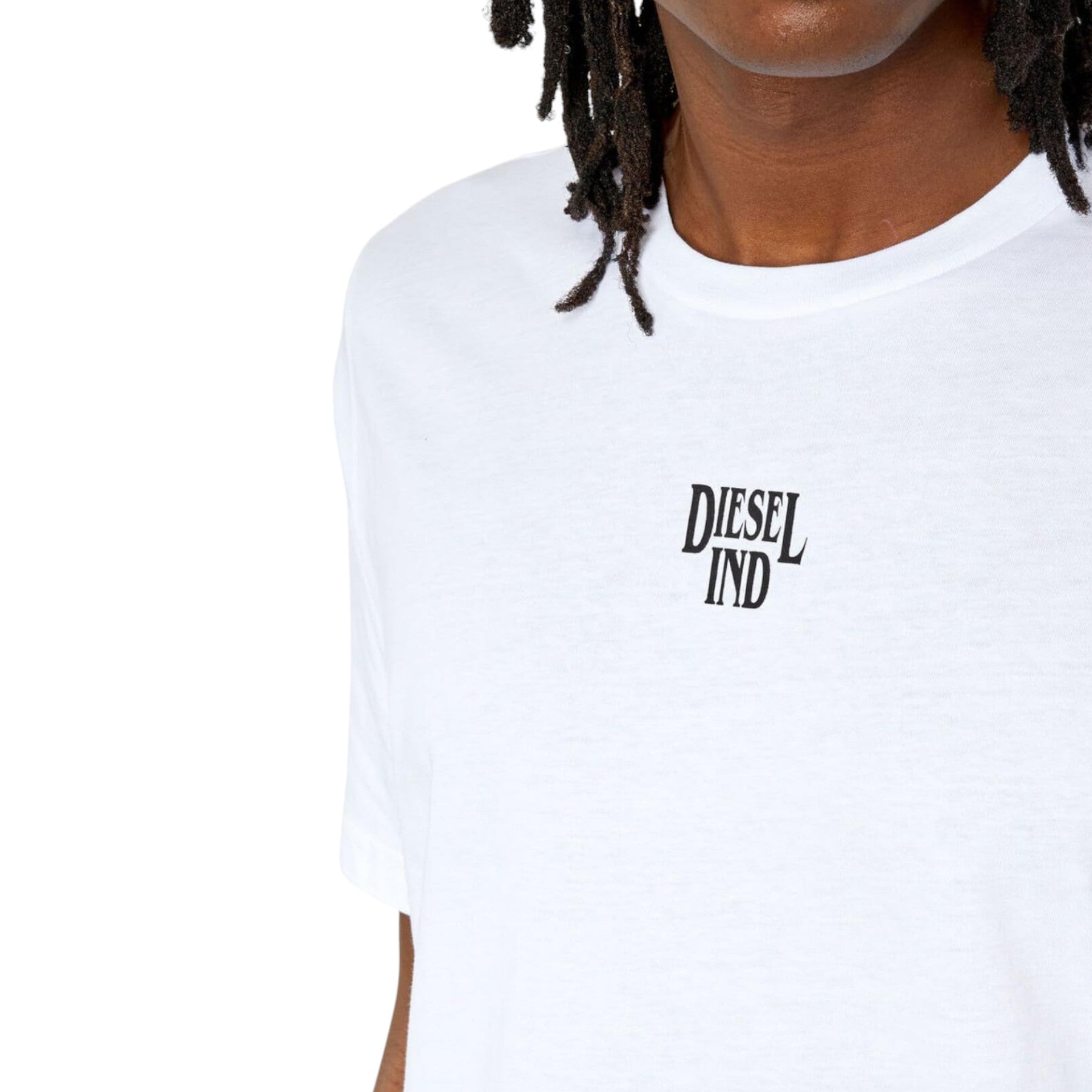 DIESEL T-WASH Mens T Shirts Short Sleeve Relaxed Fit Crew Neck Summer Tee White