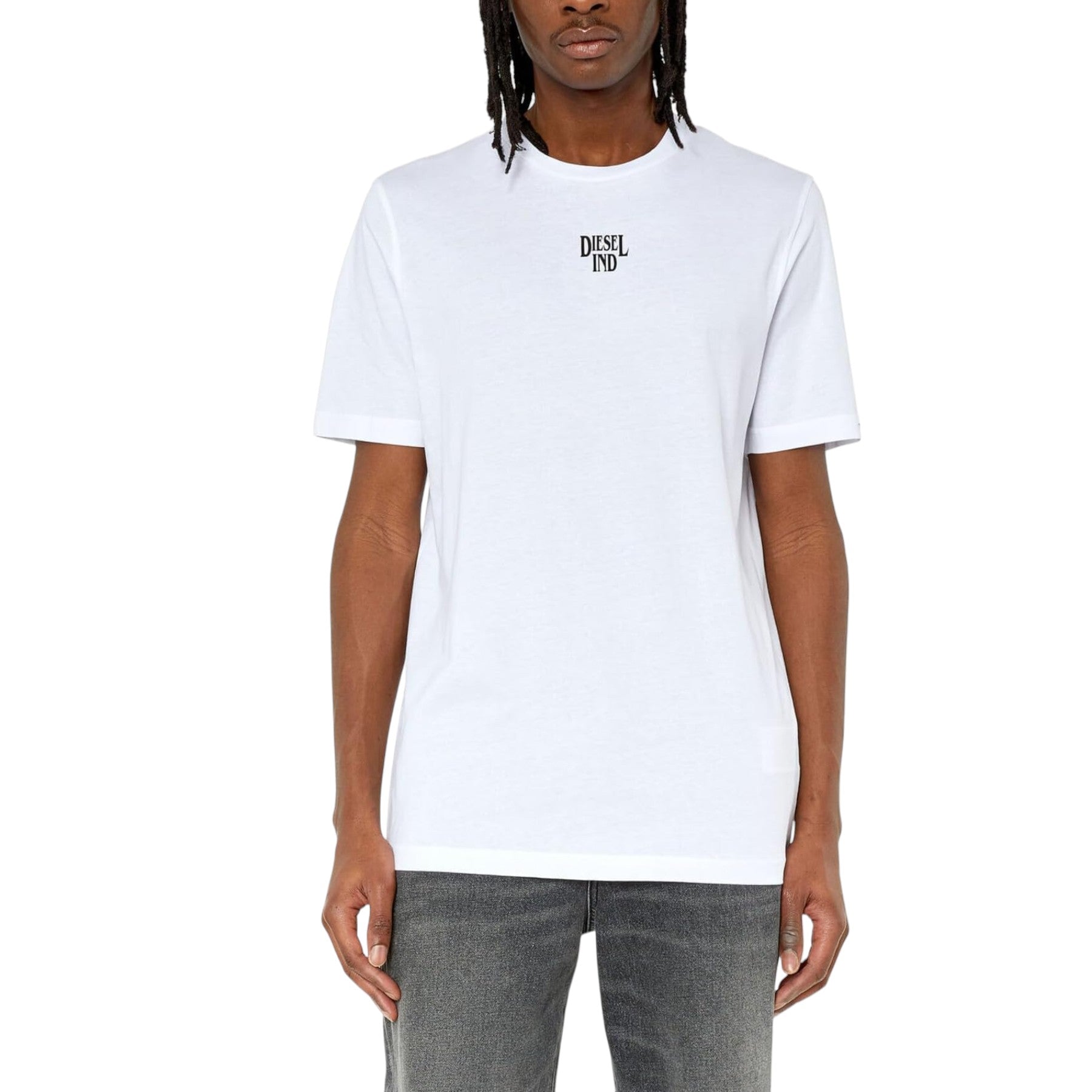 DIESEL T-WASH Mens T Shirts Short Sleeve Relaxed Fit Crew Neck Summer Tee White