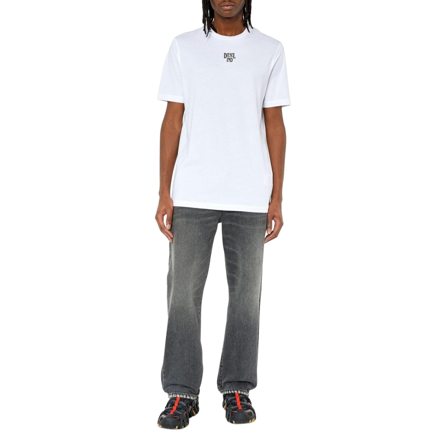 DIESEL T-WASH Mens T Shirts Short Sleeve Relaxed Fit Crew Neck Summer Tee White