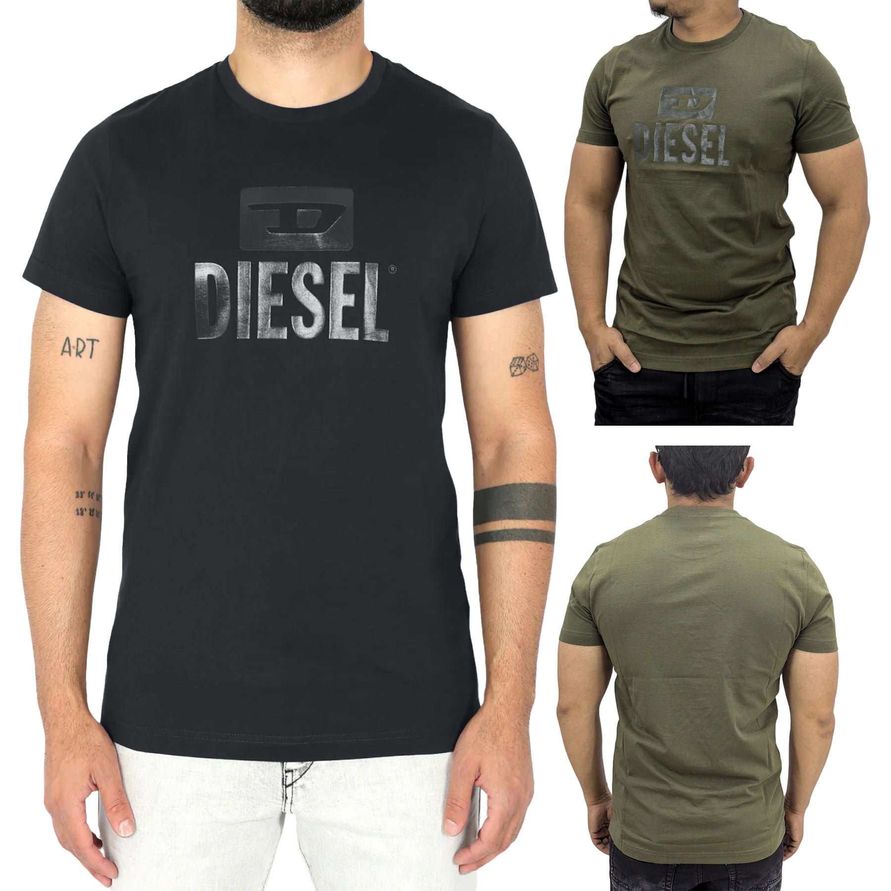 DIESEL T DIEGO TONE ON TONE Mens T Shirts Short Sleeve Casual Cotton Summer Tee D Outlet