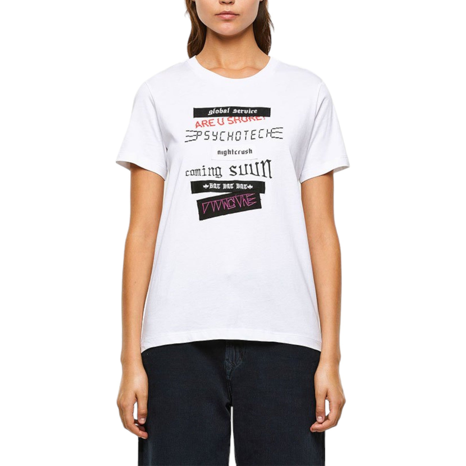 DIESEL T-Sily-V20 Womens T Shirt Slim Fit Crew Neck Short Sleeve Summer Top XS S