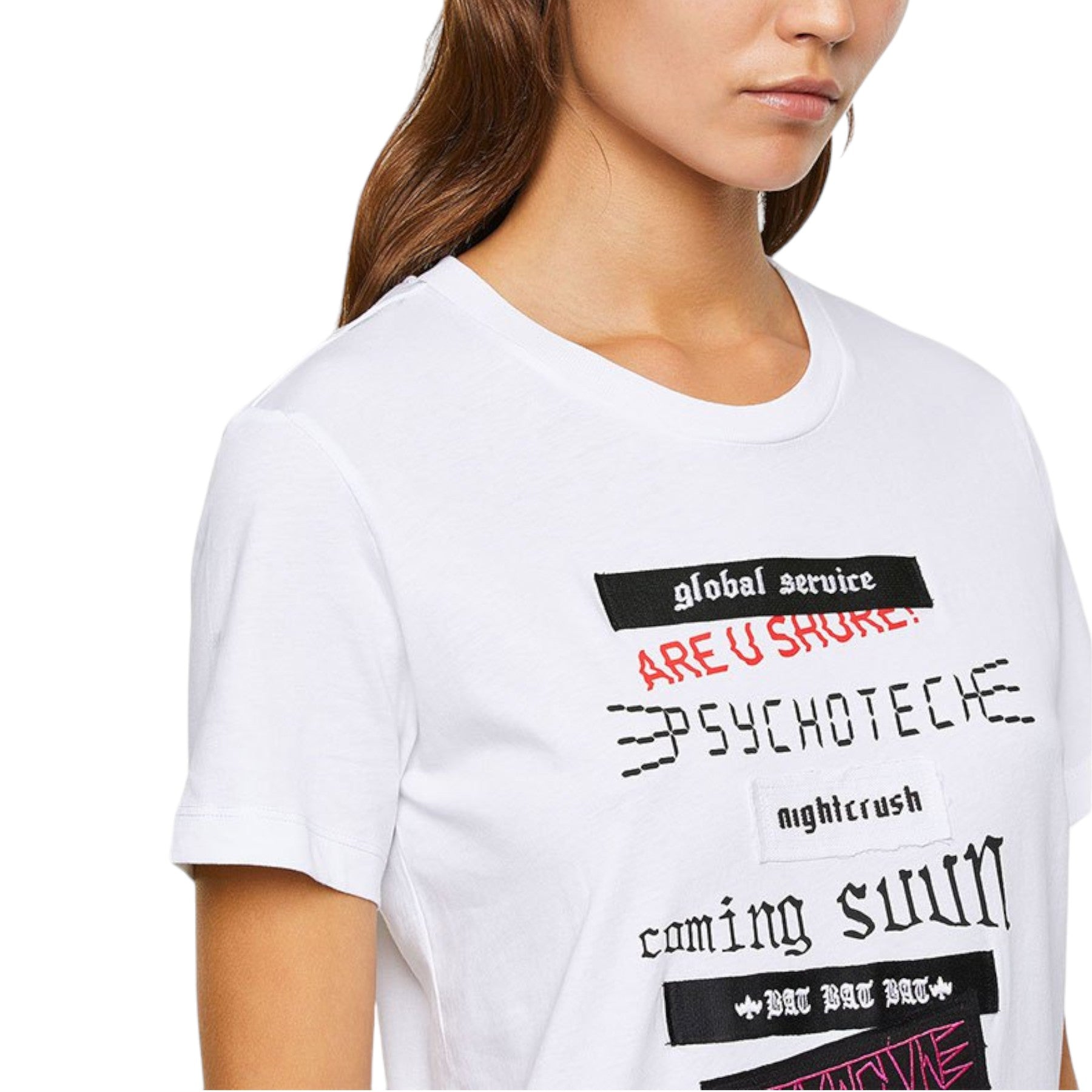 DIESEL T-Sily-V20 Womens T Shirt Slim Fit Crew Neck Short Sleeve Summer Top XS S