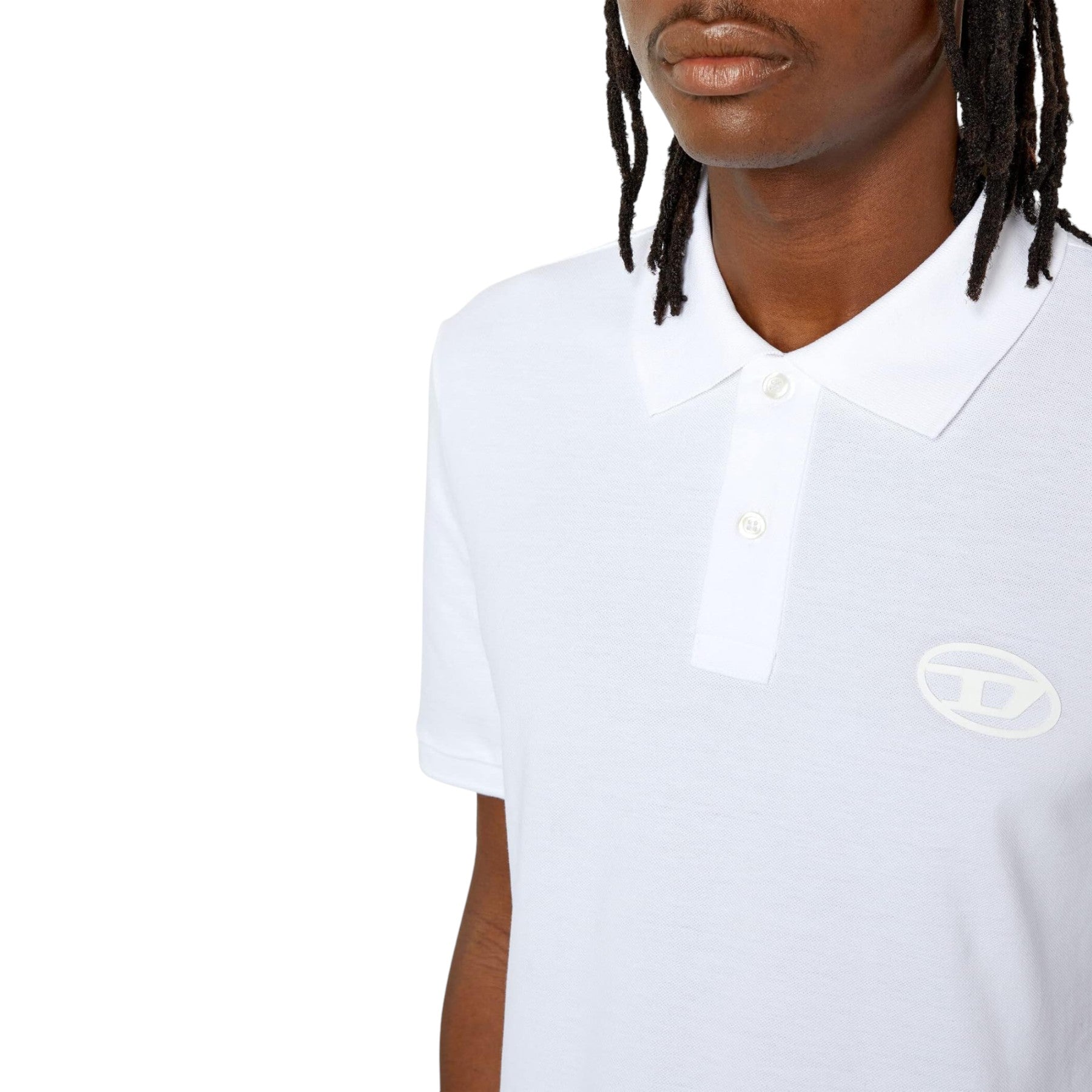 DIESEL T-SMITH Mens Polo Shirt Short Sleeve Summer Casual Golf Cotton Tee White