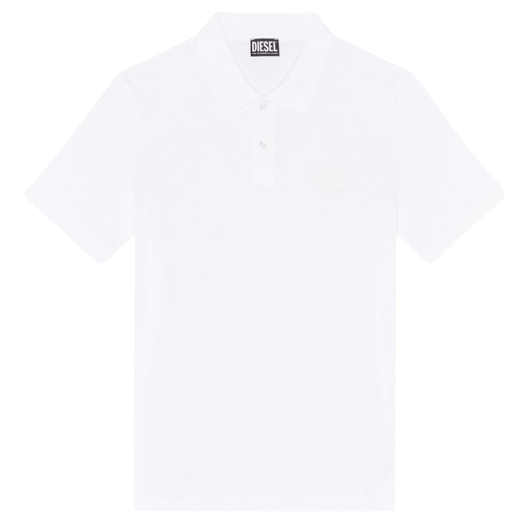 DIESEL T-SMITH Mens Polo Shirt Short Sleeve Summer Casual Golf Cotton Tee White