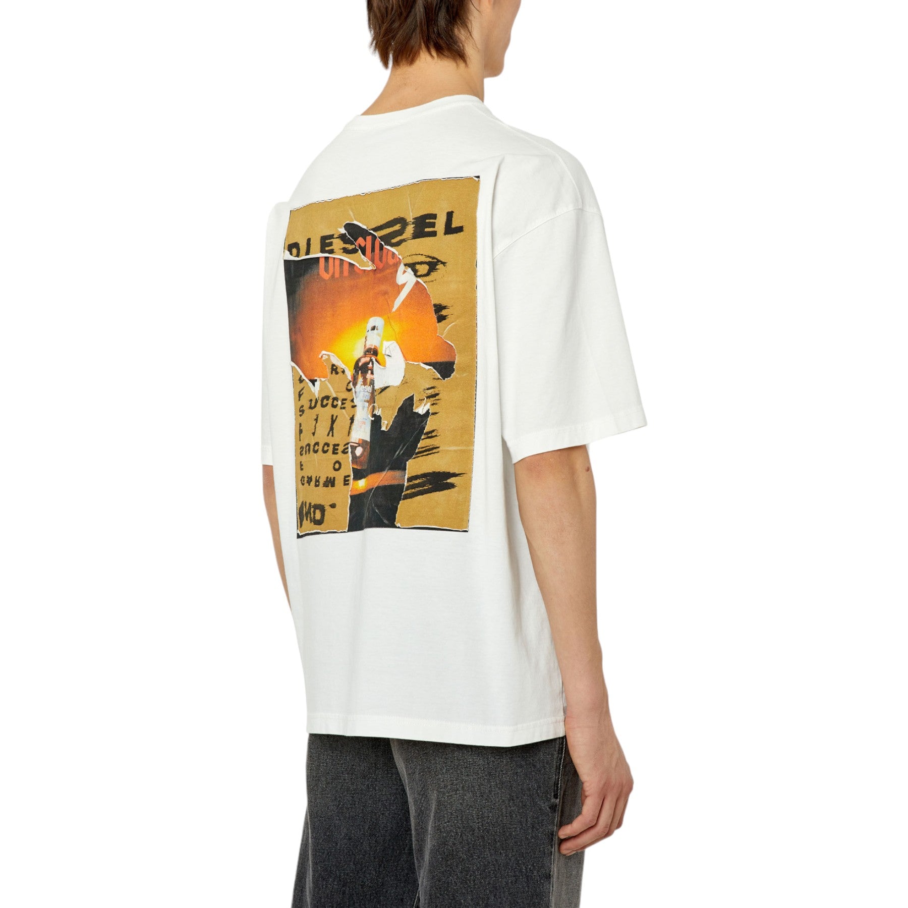 Diesel T-Wash-Poff Mens T Shirts Loose Fit Crew Neck Short Sleeve Cotton Tee L