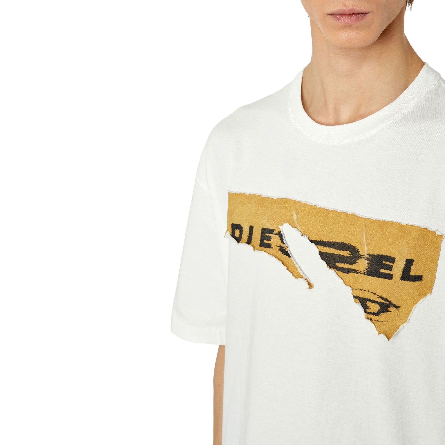 Diesel T-Wash-Poff Mens T Shirts Loose Fit Crew Neck Short Sleeve Cotton Tee L