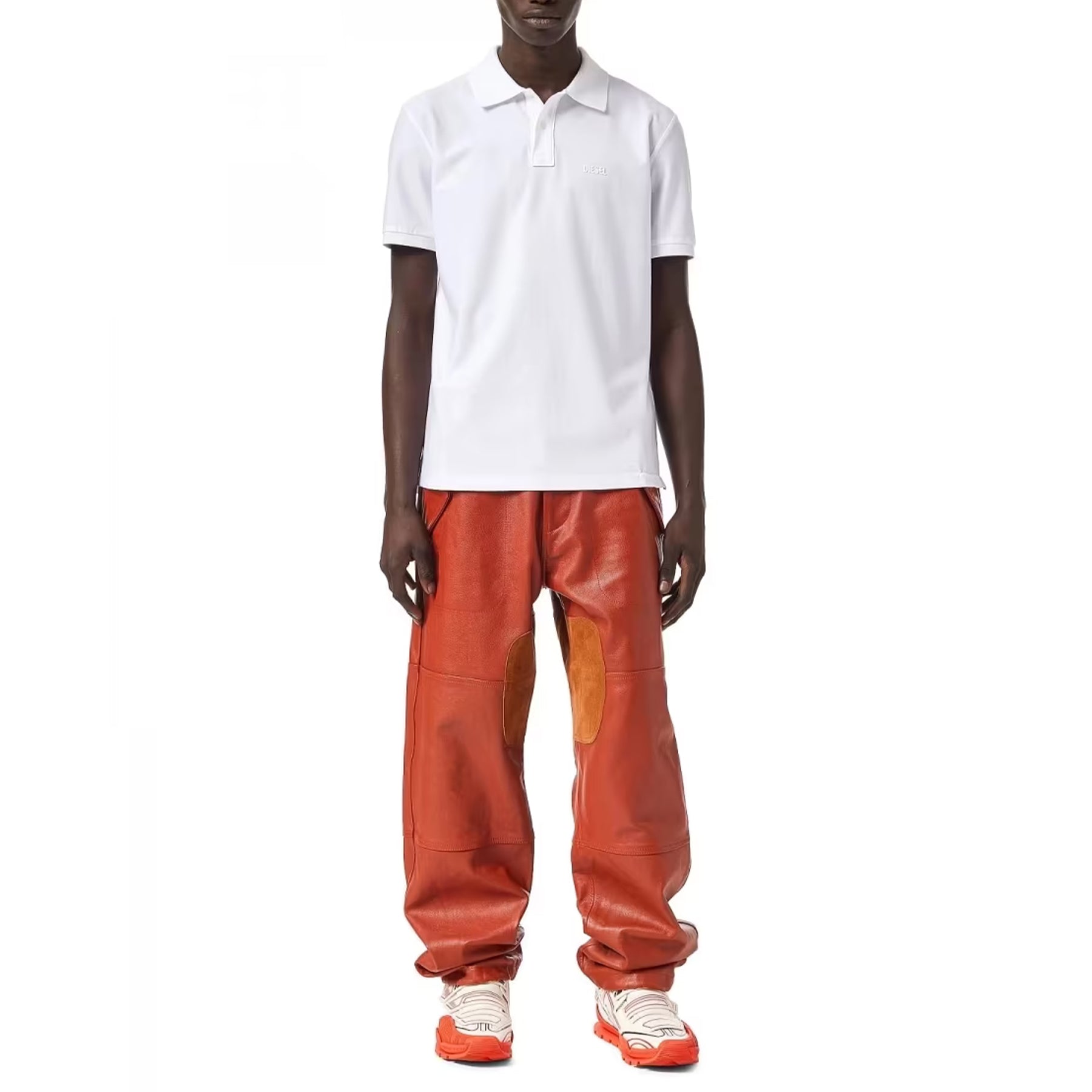 DIESEL T-SMITH-B2 Mens Polo Shirt Short Sleeve Casual Summer Cotton White Tee L