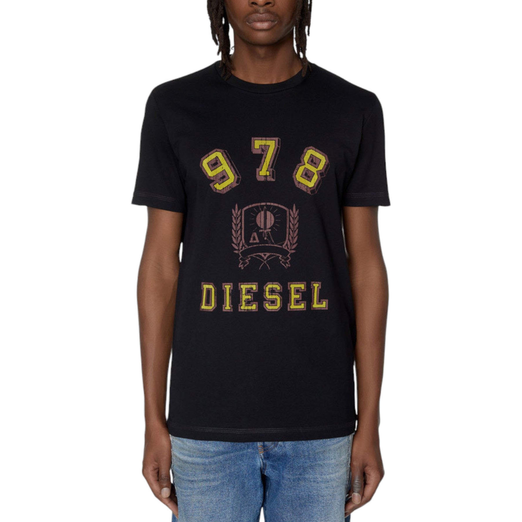 Diesel T Diegor E11 Mens T Shirts Crew Neck Short Sleeve Cotton Summer Tee Black D Outlet